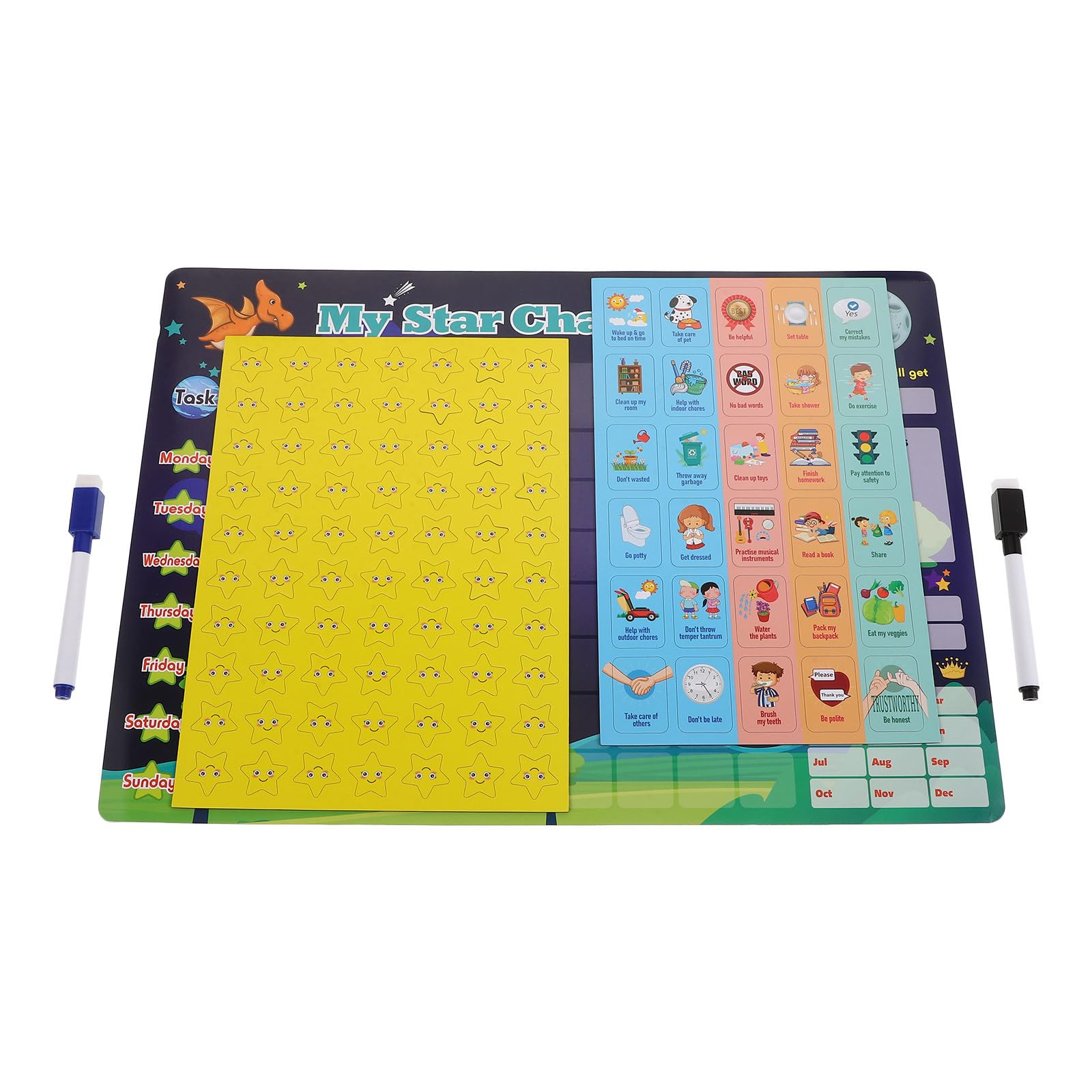 Tablero de Recompensas Magnético de Plástico para Niños | Diseño Borrable, Uso Versátil, Sistema de Recompensa por Comportamiento, Adhesión Magnética