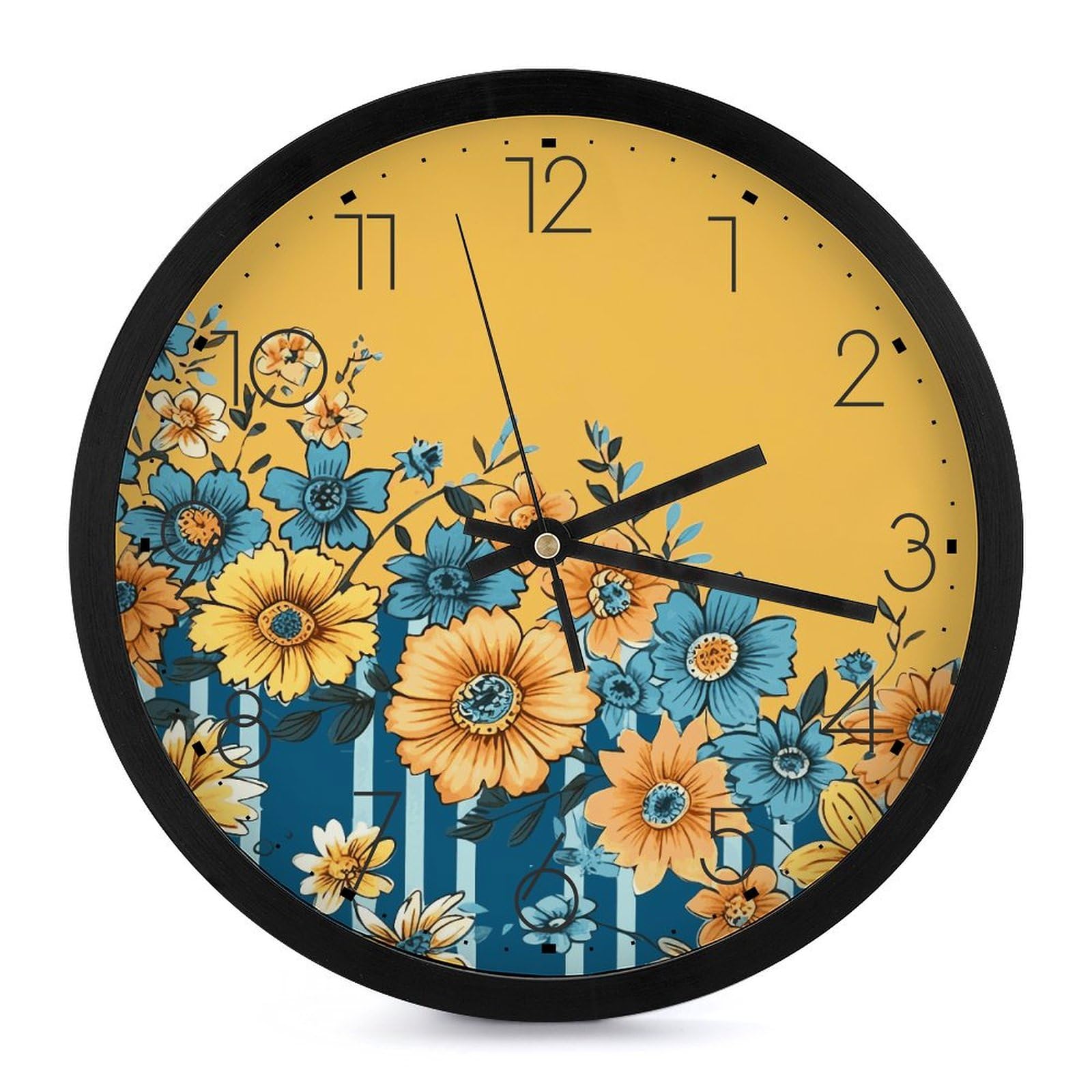 Horloge murale décorative florale jaune pour illuminer votre cuisine