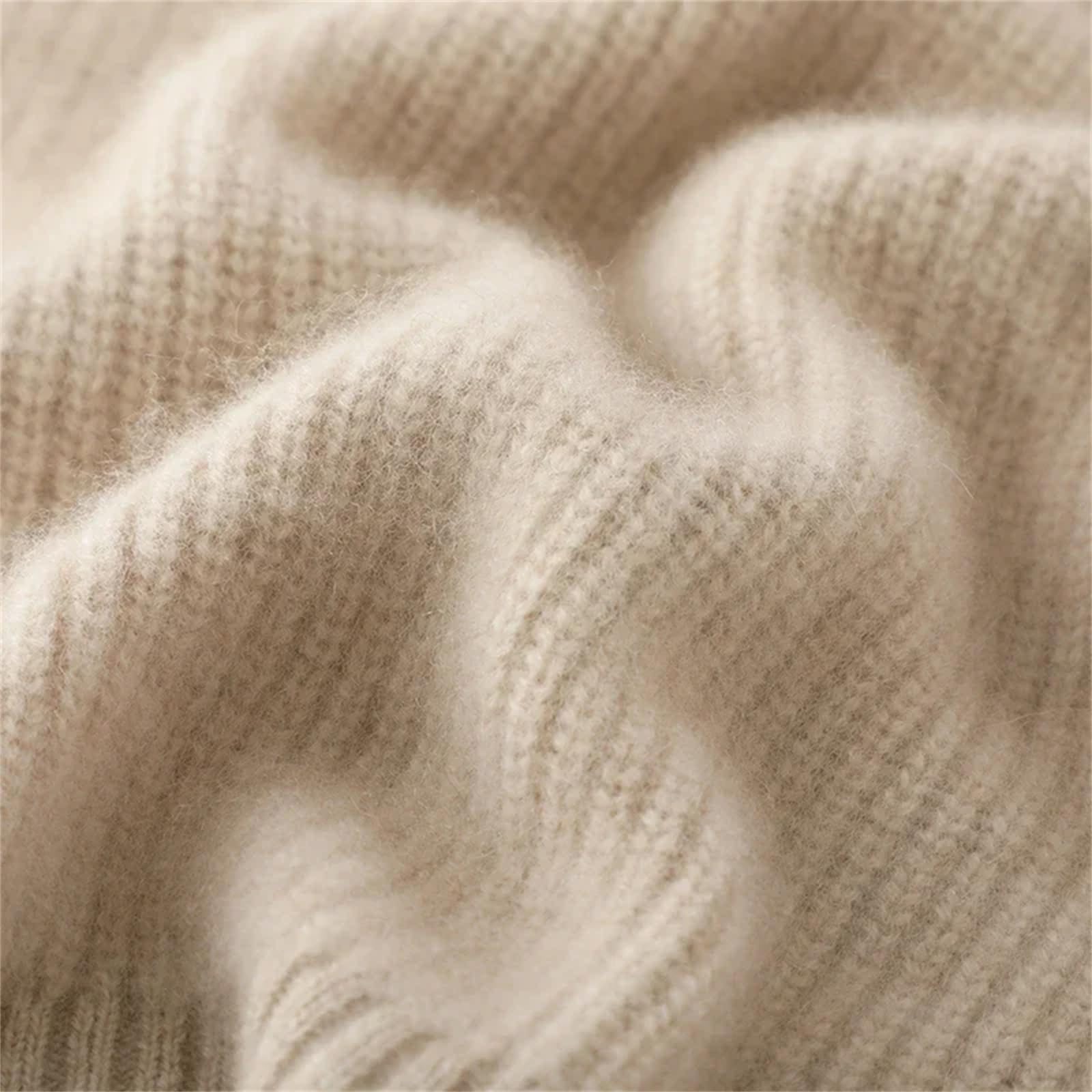 Yeuyyben Maglione da donna in cashmere con cappuccio allentato casual da donna maglioni invernali con cappuccio a maniche lunghe, Riso Crudo Fleece, XS