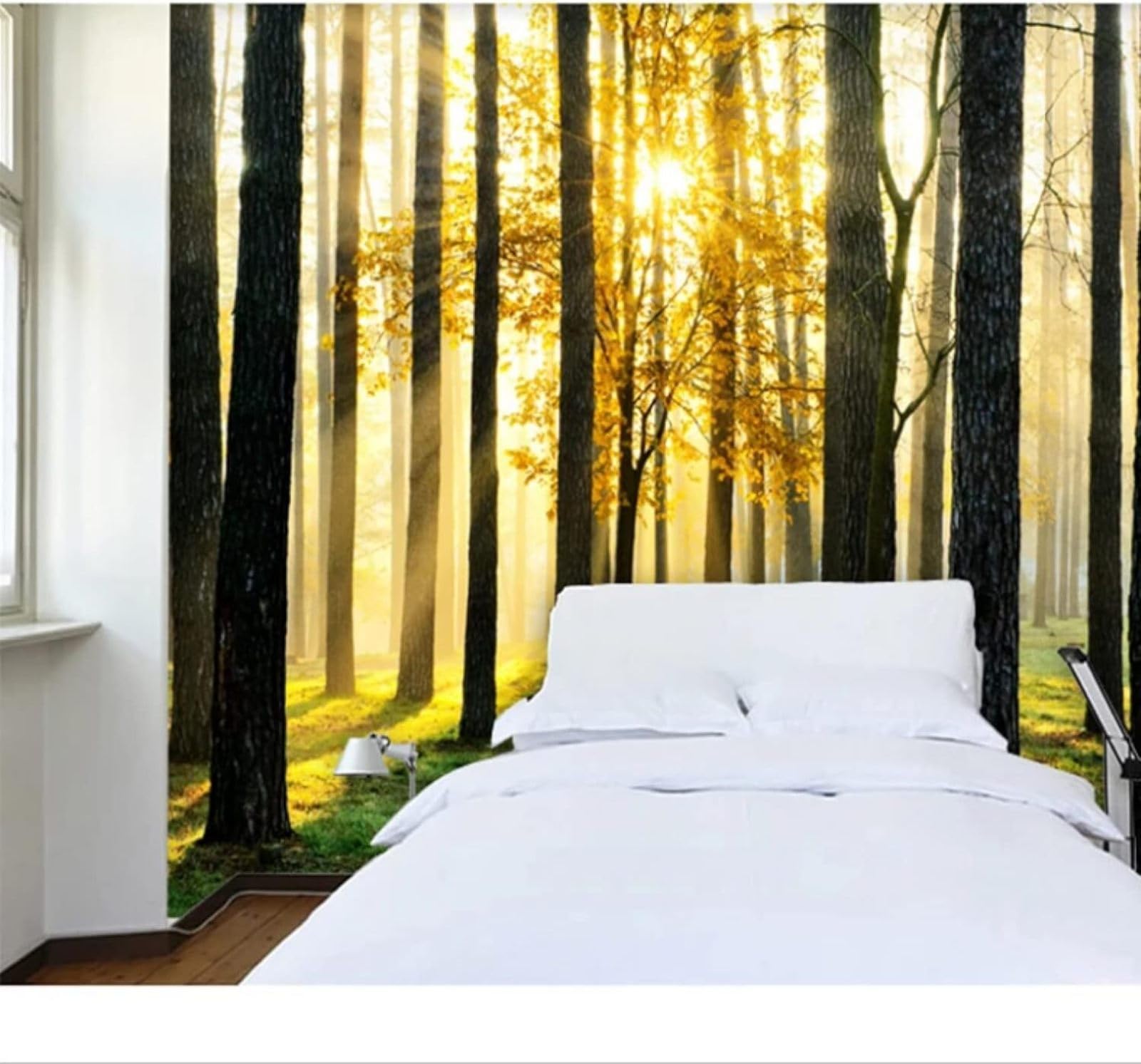 Xlming 350Cm×256Cm(B×H) Fresh Forest Golden Sunlight Landscape 3D Wallpaper Luxury Home Dining Decor Paste Sofa Living Room The Wall For Bedroom Mural-350Cm×256Cm