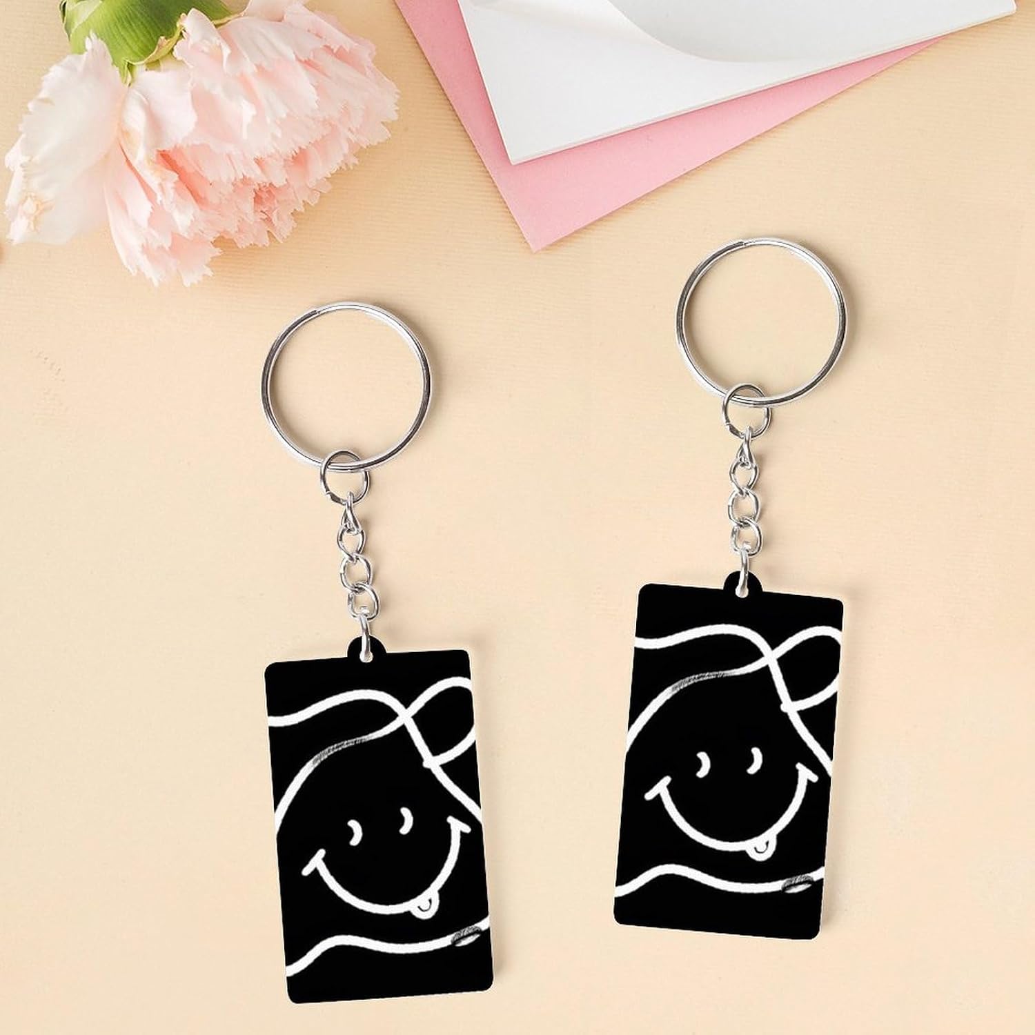 Cute Black Wall Art Printed Acrylic Key Chains, Key Chains for Car Keys Bag Chain Acrylic Decorations Gift Key Chains for Men And Women image 3