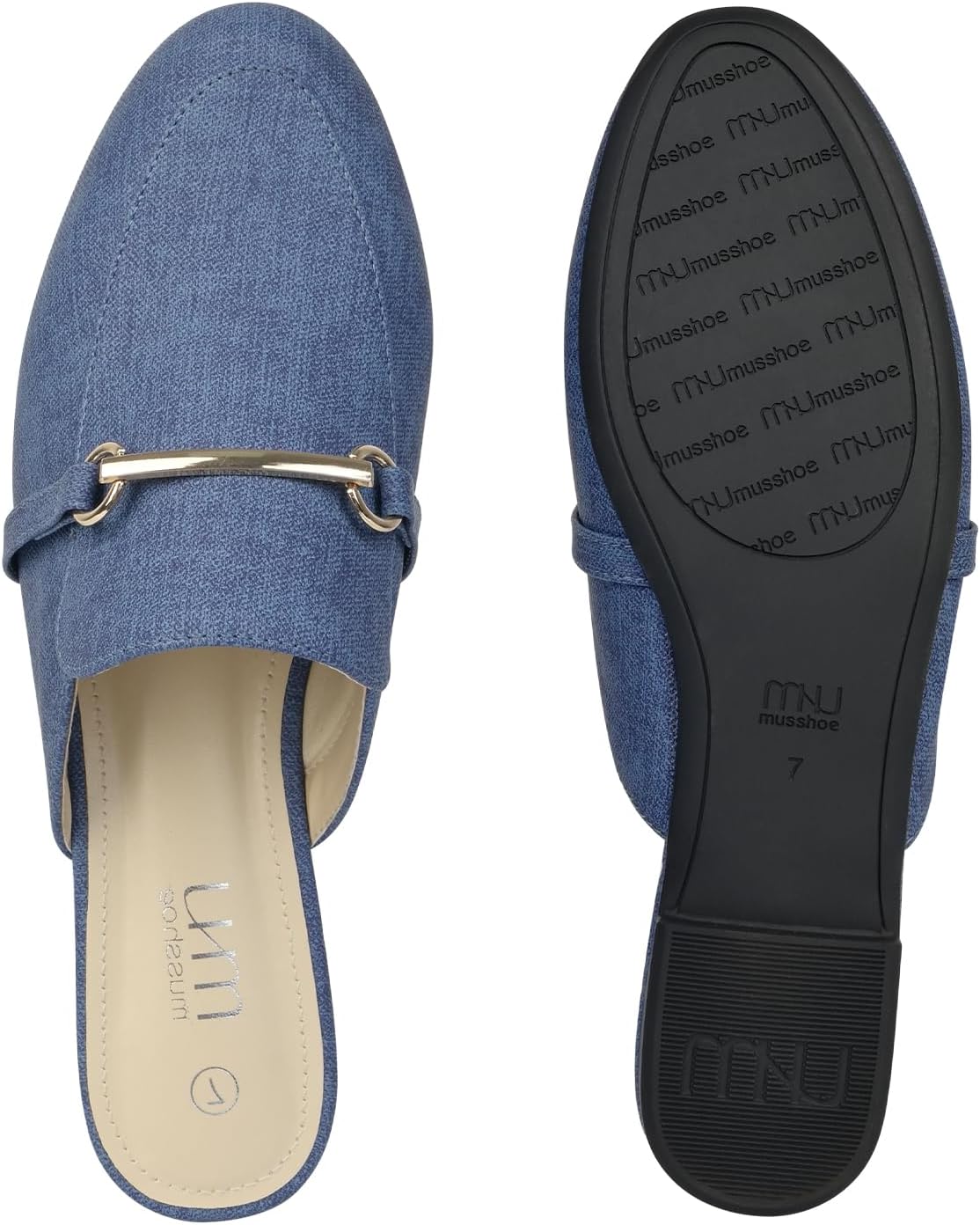 MUSSHOE Gold Buckle Mules for Women - Comfortable Memory Foam Loafers, Classy Slip On Flats for Office Business Casual, Dressy Pointed Toe Shoes - Image 5