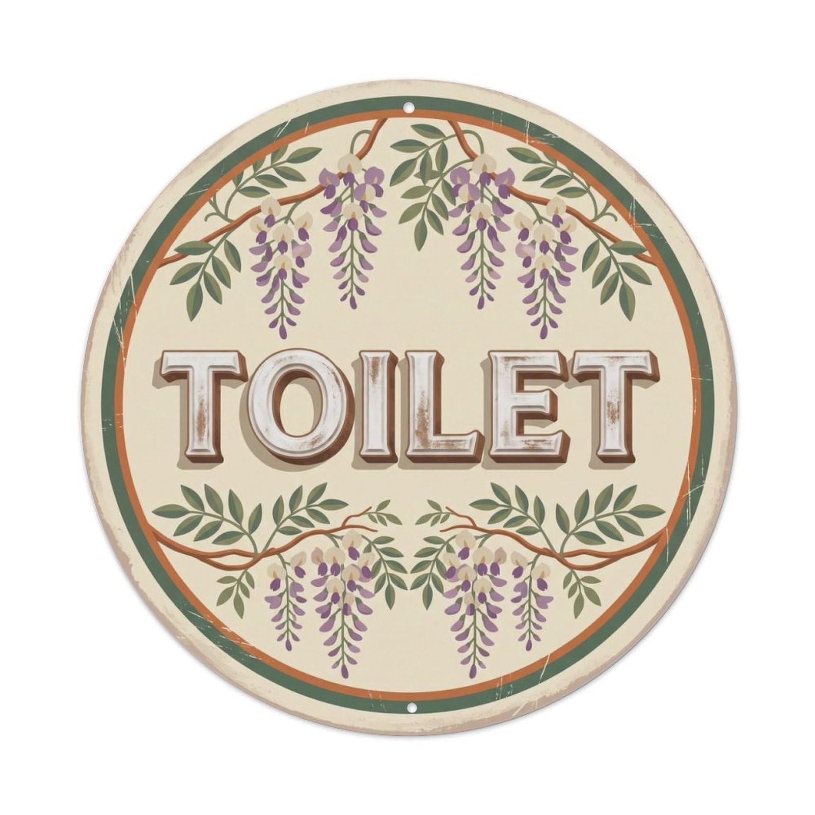 Okahys 8X8inch(20X20cm) Toilet(Wc) Signage Wisteria Flowers Vintage Metal Tin Sign