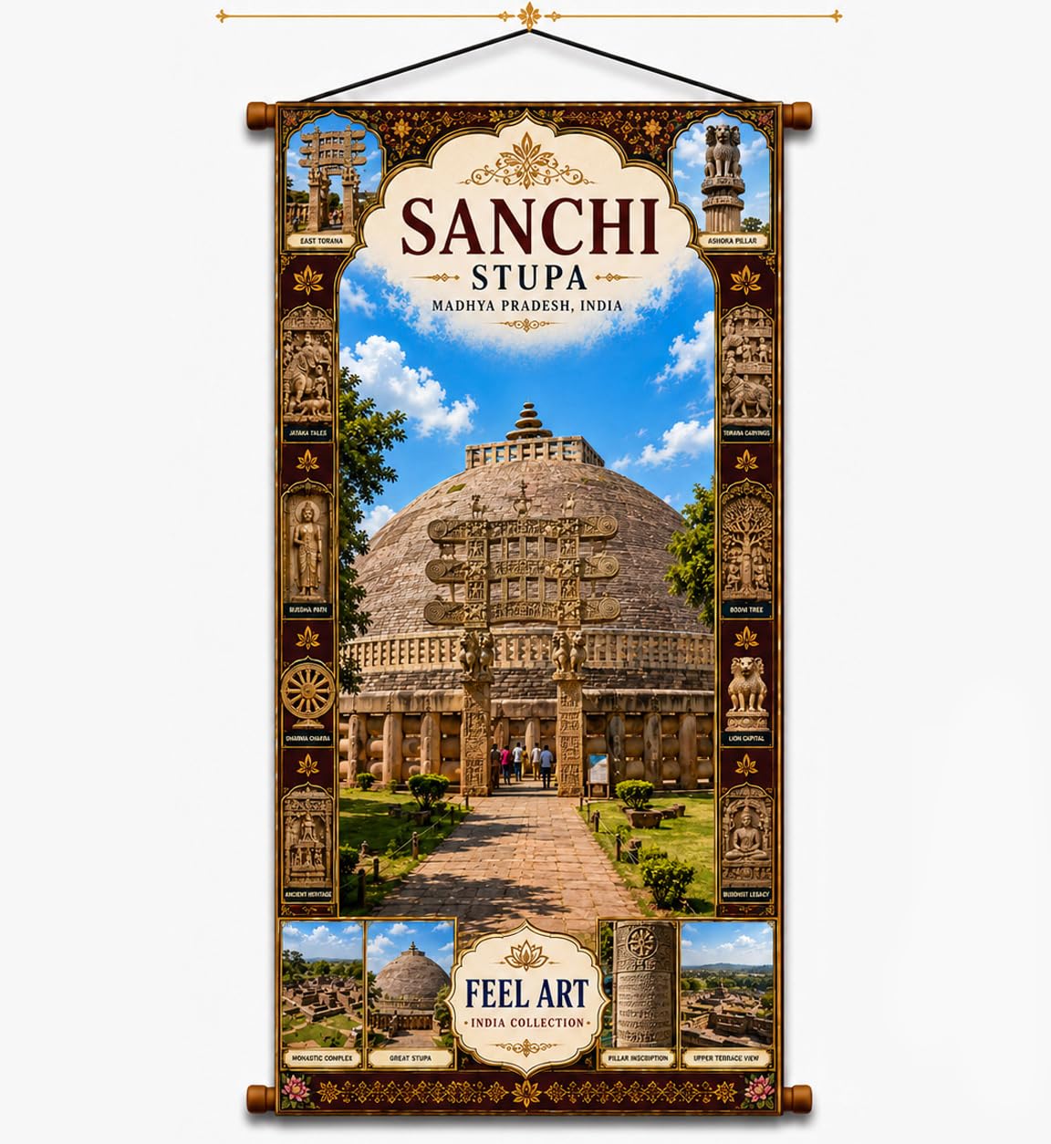 FEEL ART Sanchi Stupa Canvas Wall Hanging | FCH33-image-46