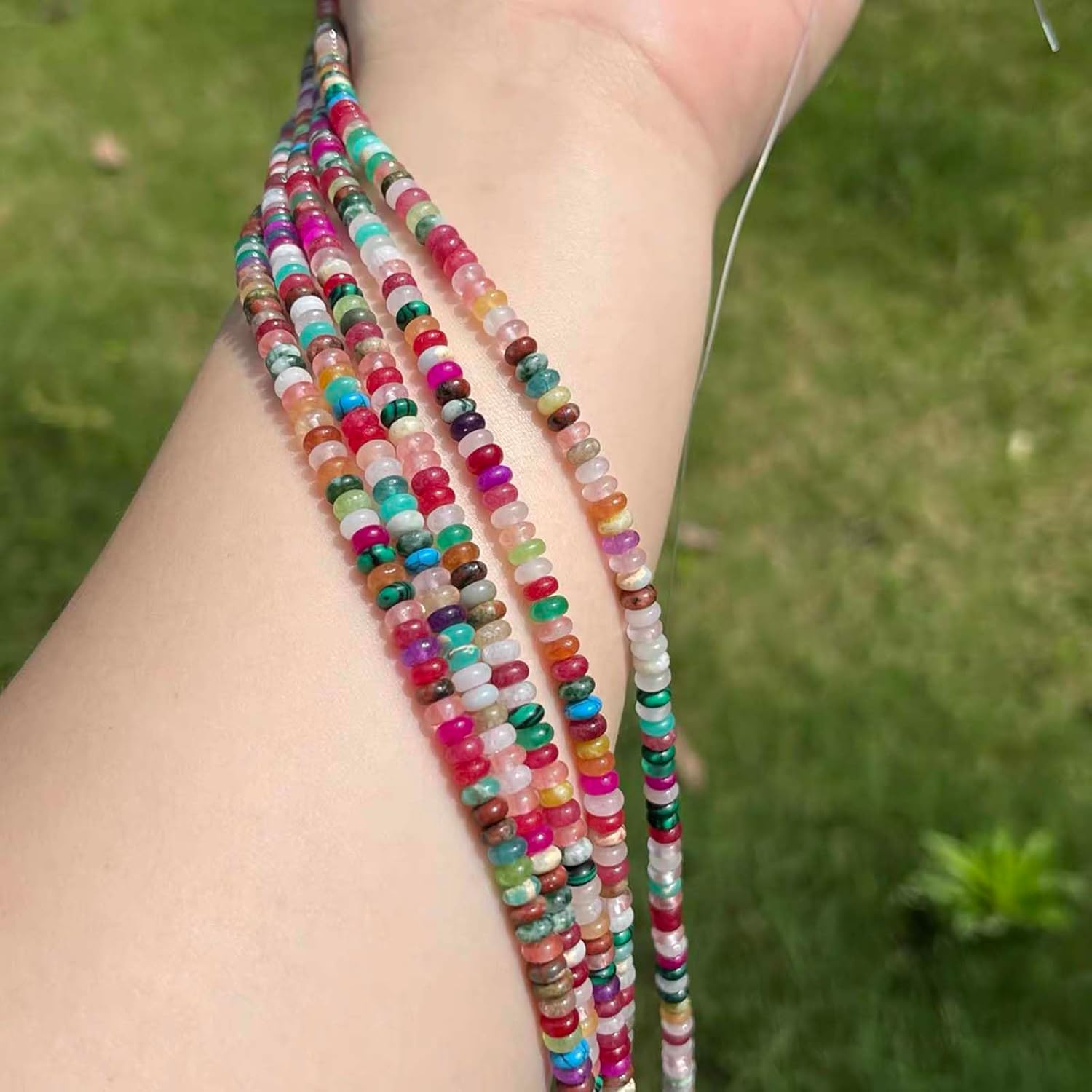 Natural Mulitcolor Rondelle Beads Natural Stone Disk Beads Loose Gemstone Spacer Bead for DIY Bracelet Necklace Jewelry Making(4 * 2mm 1 Strand 150pcs Mix04) - Image 4