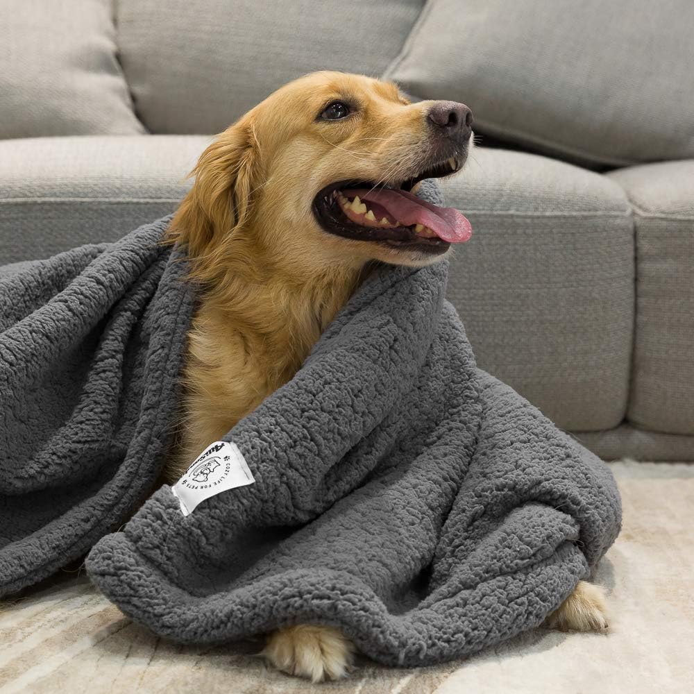 Allisandro Premium Fluffy Dog Blanket Soft and Warm Sherpa Blanket for Pet and Throw Puppy Cat Blanket Durable and Washable Multi Color…