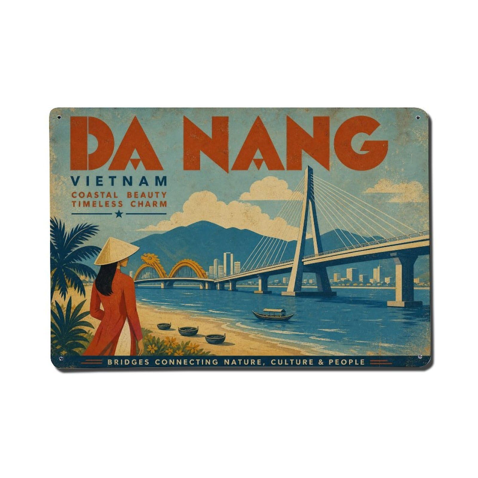 Huiyhb 8X12inch(20X30cm) Vintage Travel Vietnam Da Nang Metal Tin Sign