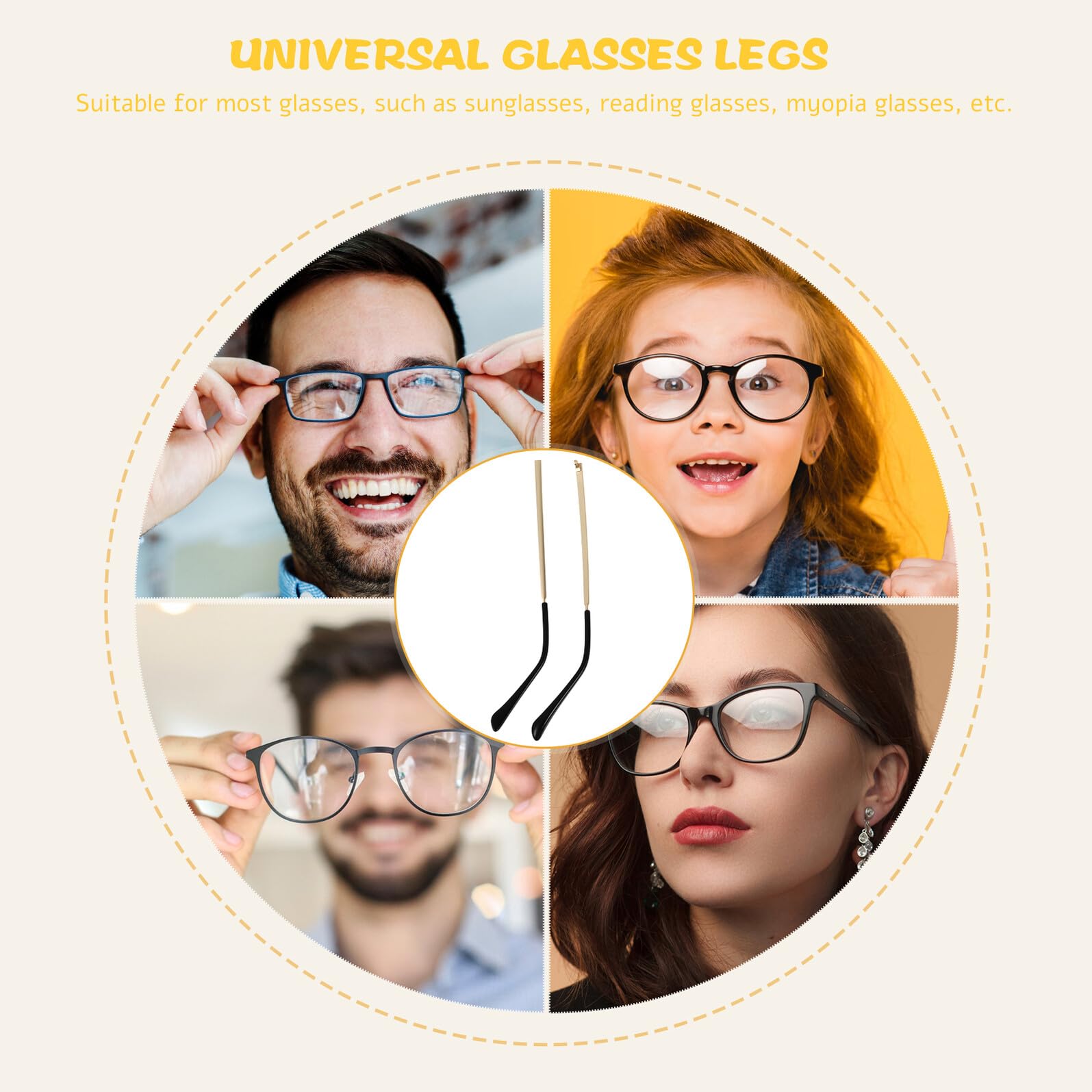 Gatuida Recambios Patillas Gafas Dorado, de Metal y Plástico para Gafas y Lectura, Firme y Resistente para Mantenerlas en Su Sitio