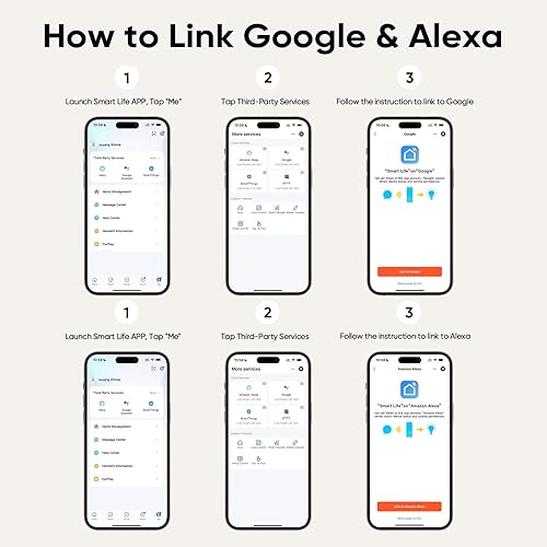 Miniatura 6 de Regleta de alimentación inteligente, protector de sobretensiones con 6 salidas inteligentes y 4 puertos USB, cable de extensión de enchufe plano de