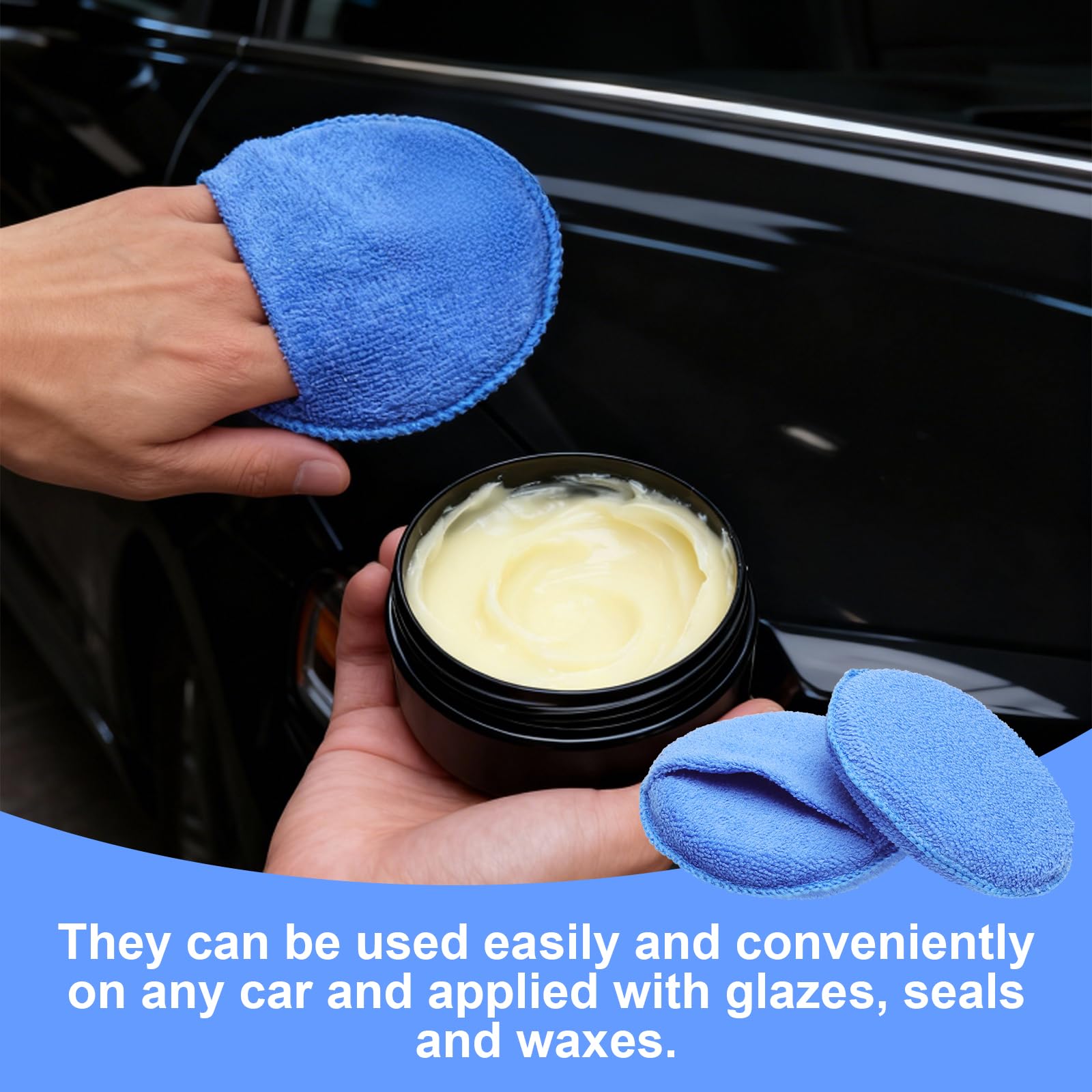 8 Stück Politur Schwamm, Polierschwamm Auto mit Fingertasche Scrub Pad für Autos, LKW, Boot, Reinigung und Feinpolieren (5 Zoll/12.5 cm)