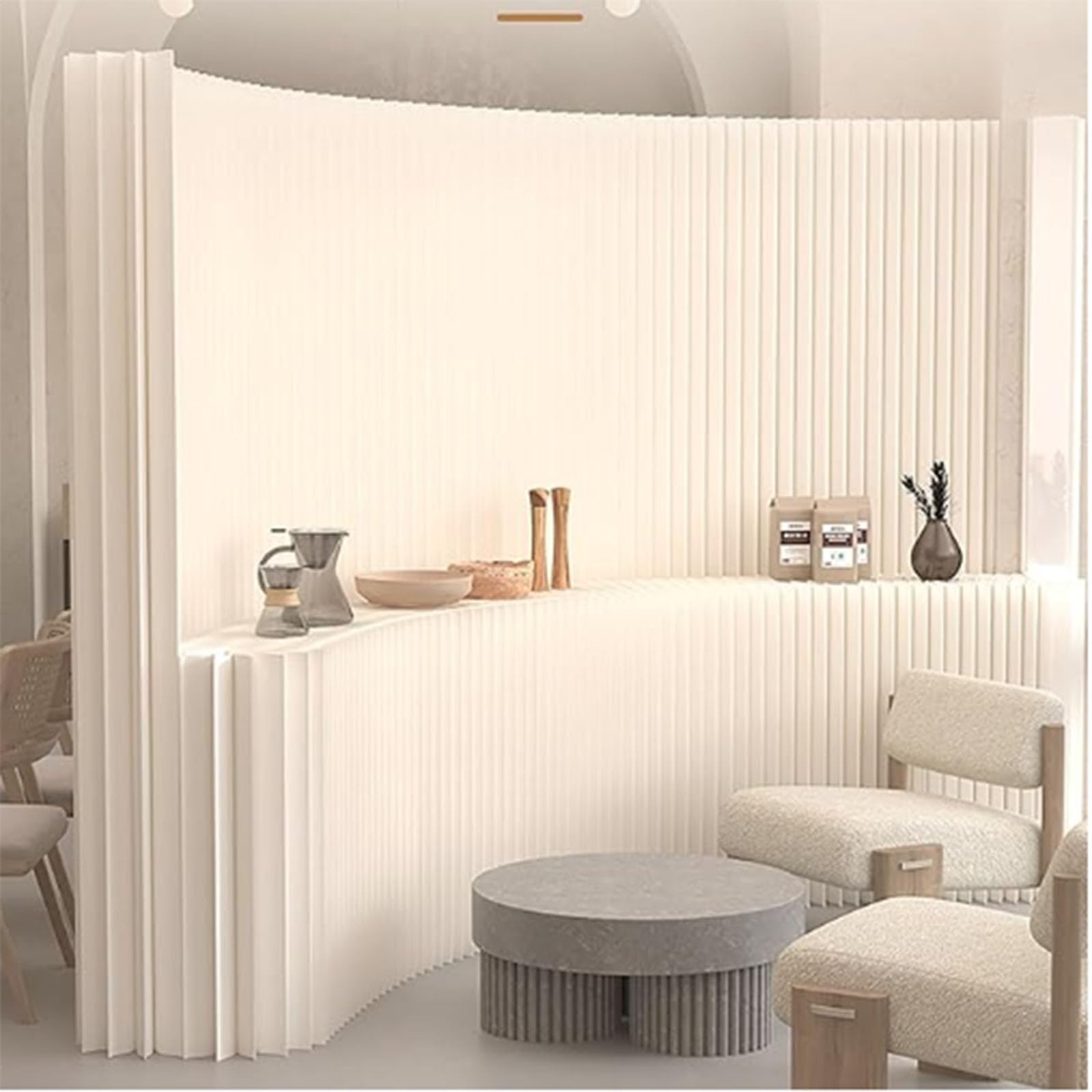 Folding Privacy Screen, Paper Office Partition Wall, Retractable Creative Screen Partition, Paper Room Divider Screen, Portable Paper Partition For Room Dividers, Freestanding Room Divider Panels
