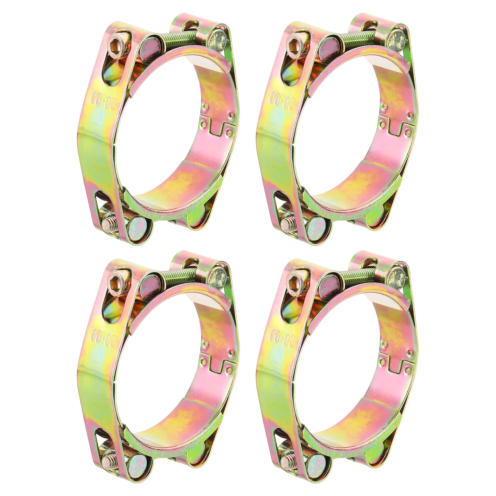 uxcell 4 Pack T-Bolt Hose Clamp, 0.8" Heavy Duty Adjustable Tube Clamps Radiator Hose Clamp Working Range 50-60mm for 1.97"-2.36" Hose ID Intake Soft