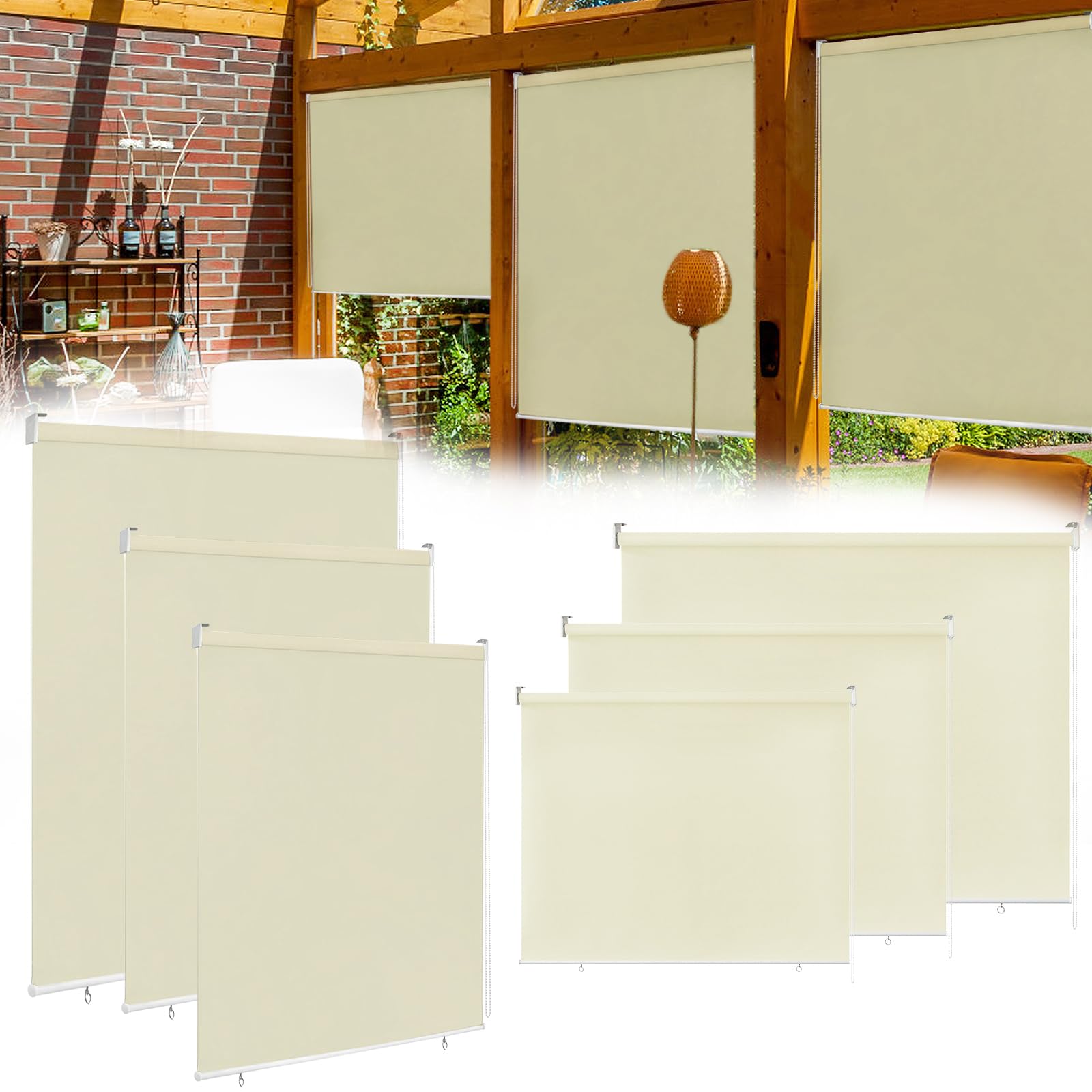 Store d’extérieur, store vertical, store occultant, protection solaire, imperméable, store de balcon pour balcon, terrasse, 140 x 240 cm - Beige
