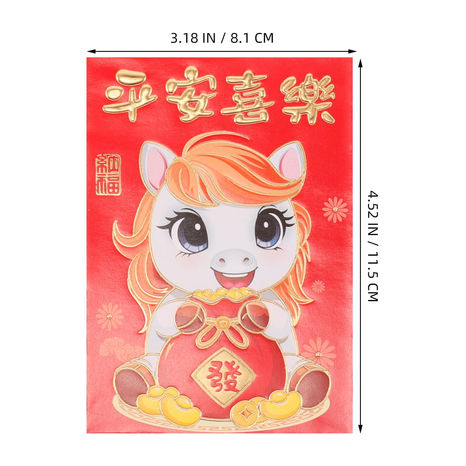 Sobres Chinos Rojos 2026 Año del Caballo, Papel, 300 Piezas