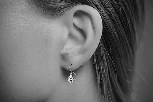 Vista 5 de Paraiba - Aretes colgantes de calcedonia azul de 0.394 in en acero, cobre, bronce, hierro negro, titanio, plata esterlina, oro de 14 quilates, oro