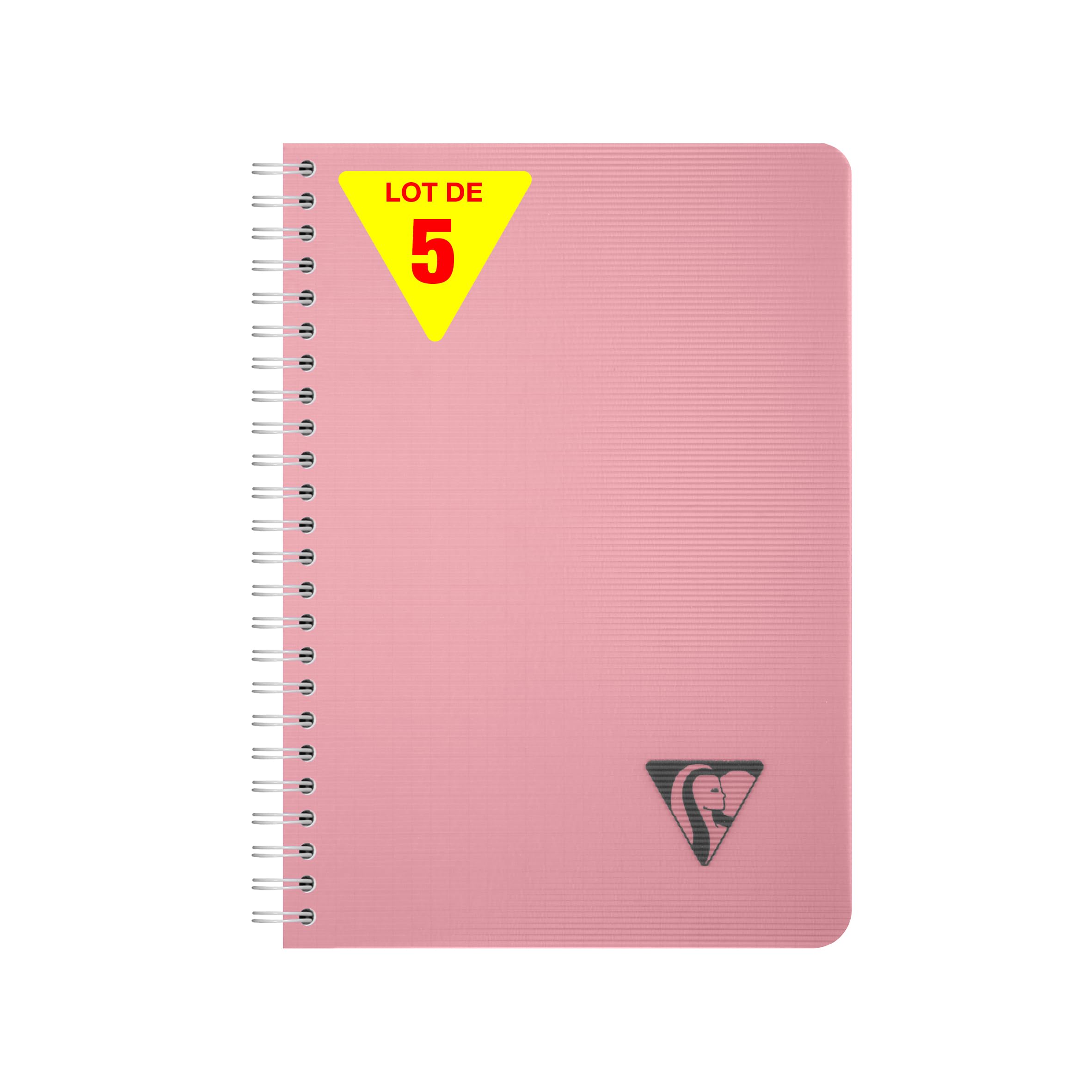 Clairefontaine 327504CPack LiniColour ESSENCE Set of 5 Spiral Notebooks A5 14.8x21cm - 180 Small Square Pages - White Paper 90g Clear Polypro Cover - Rose Petal