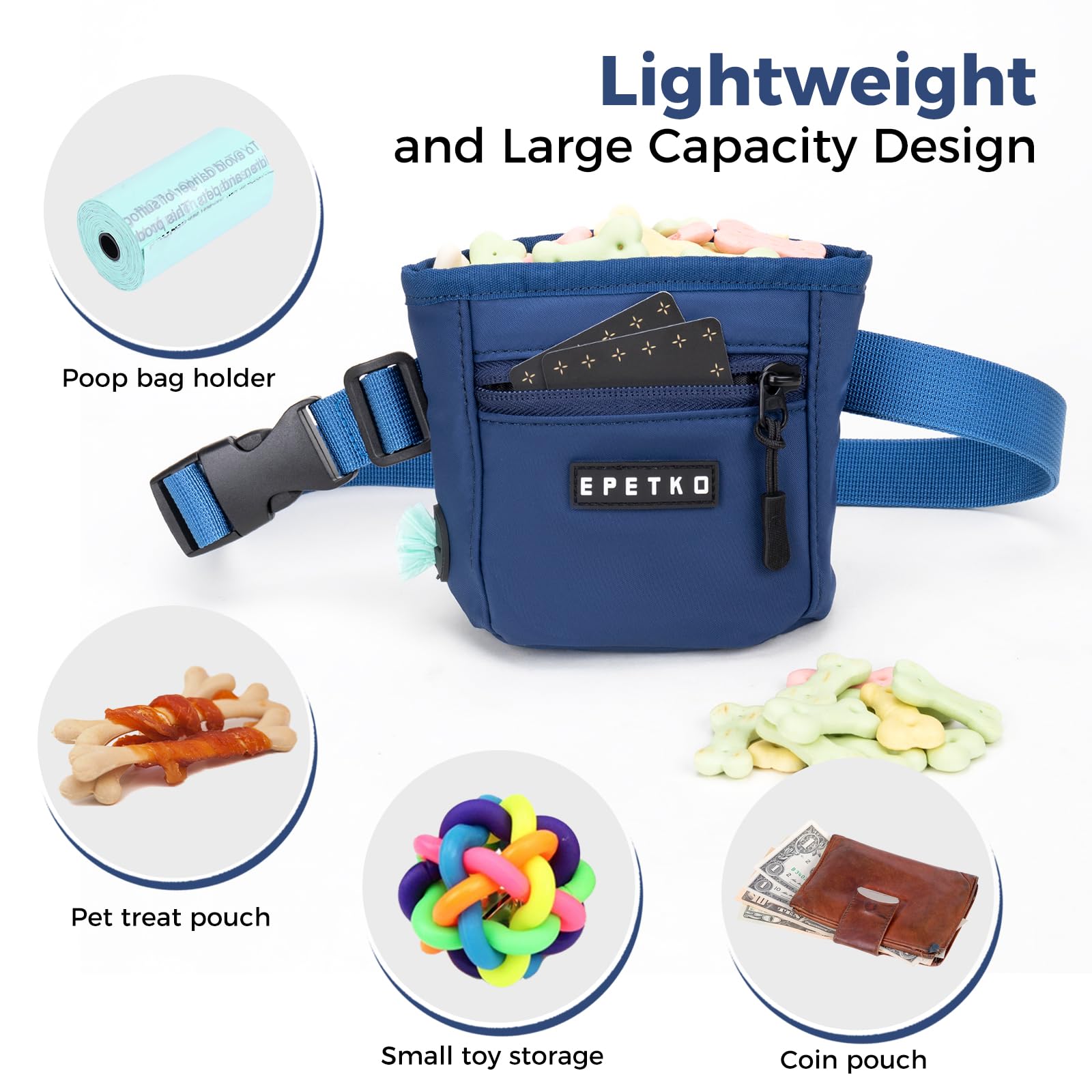 EPETKO Dog Treat Bag,Powerful Magnetic Closure Device Dog Treat Pouch - Image 4