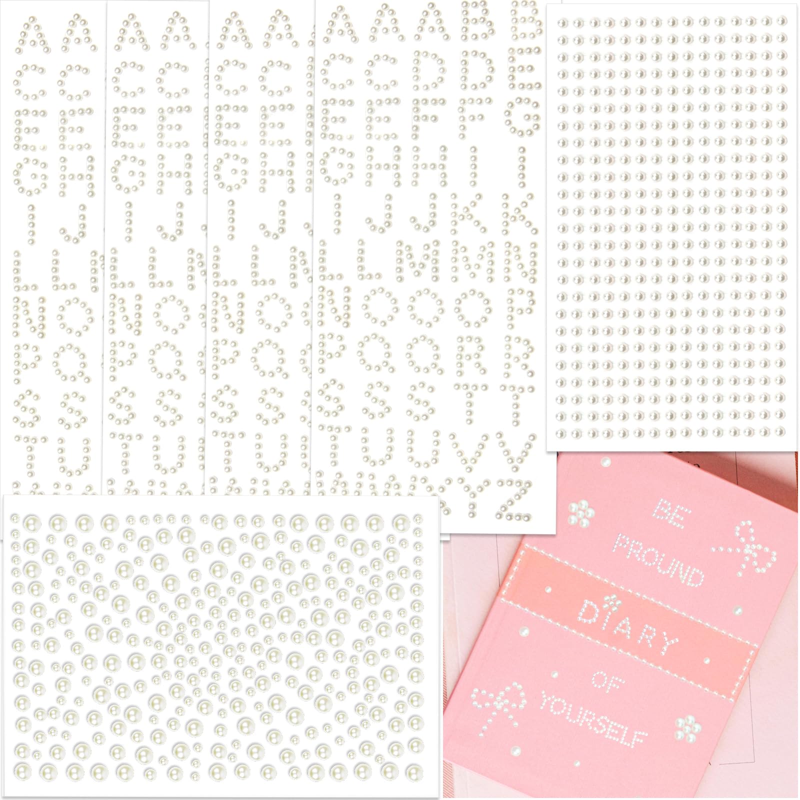 Photo 1 of Craft Pearl Stickers Set - Pearl Letter Sticker, Chains & Pearls