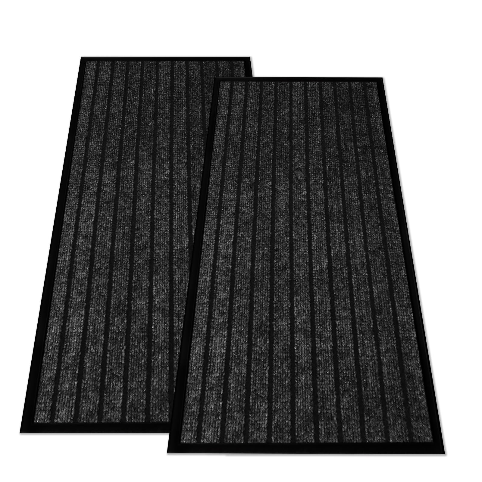 Hafaa Black Door Mat 2 Pack 80x150 cm Water Absorbent Rubber Mat โ image 1