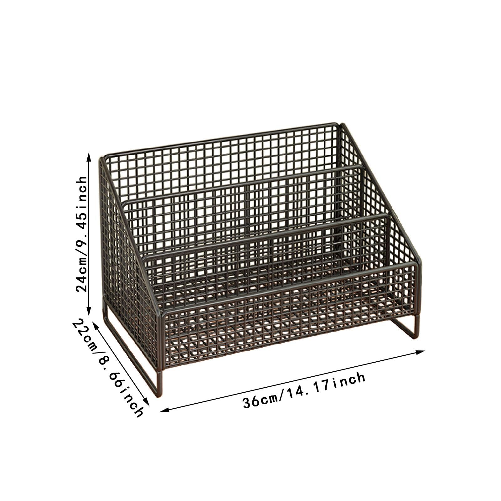 Supporto per Dischi Vinile Rack Espositore Organizer da Scrivania in Ferro Robusto Antideformazione Tre Scomparti Adatto per Negozi Uffici Saloni Most, Nero, 36cmx22cmx24cm