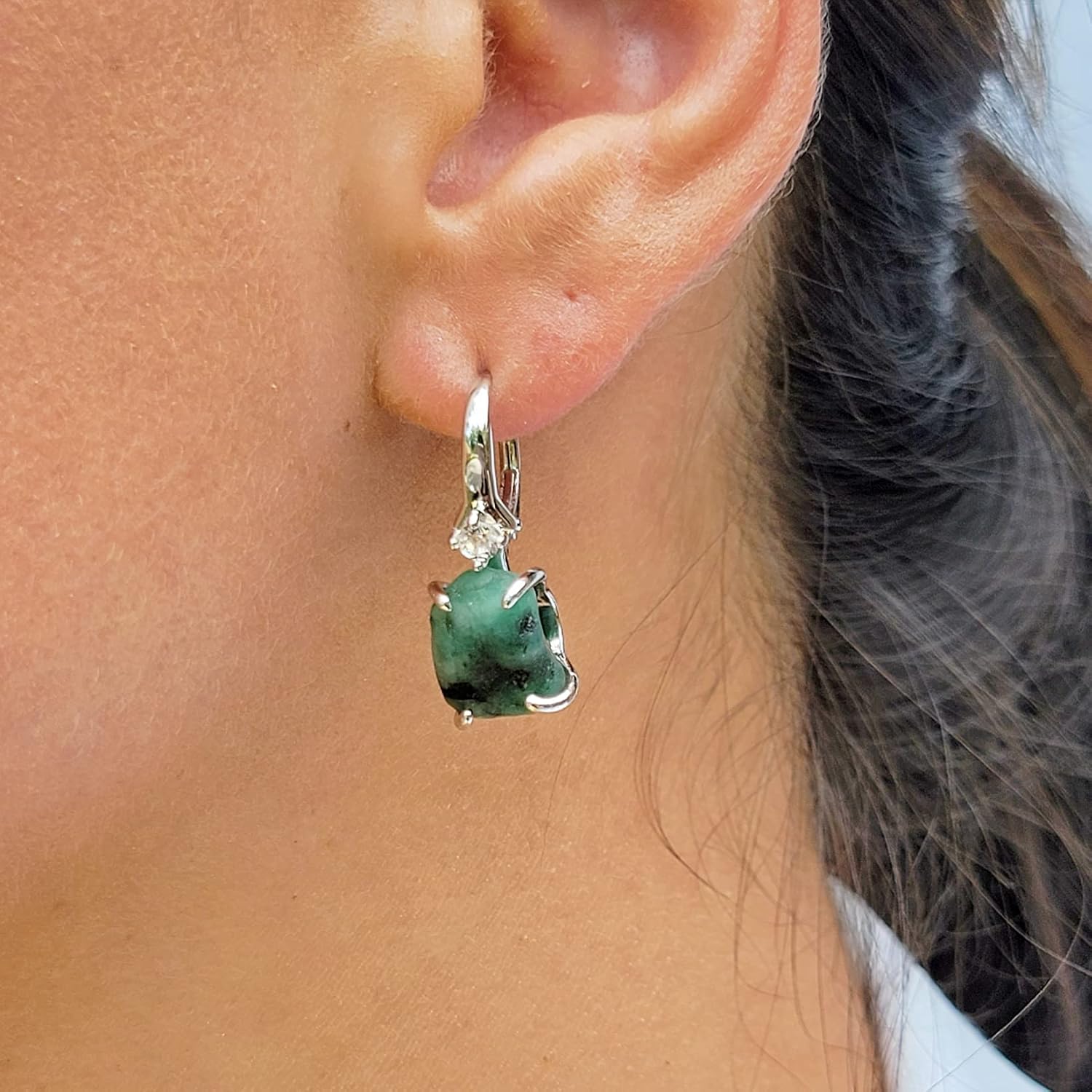 real raw crystal drop earrings and necklace set birthstone gift for her 925 sterling silver white gold plated uniquelan jewelry