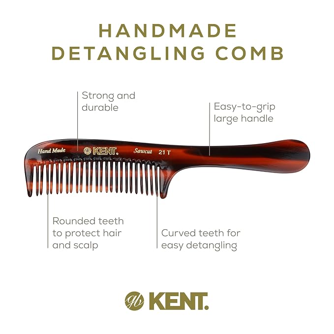 Peine Desenredante Kent Tortoiseshell Grande 21 Dientes miniatura 5