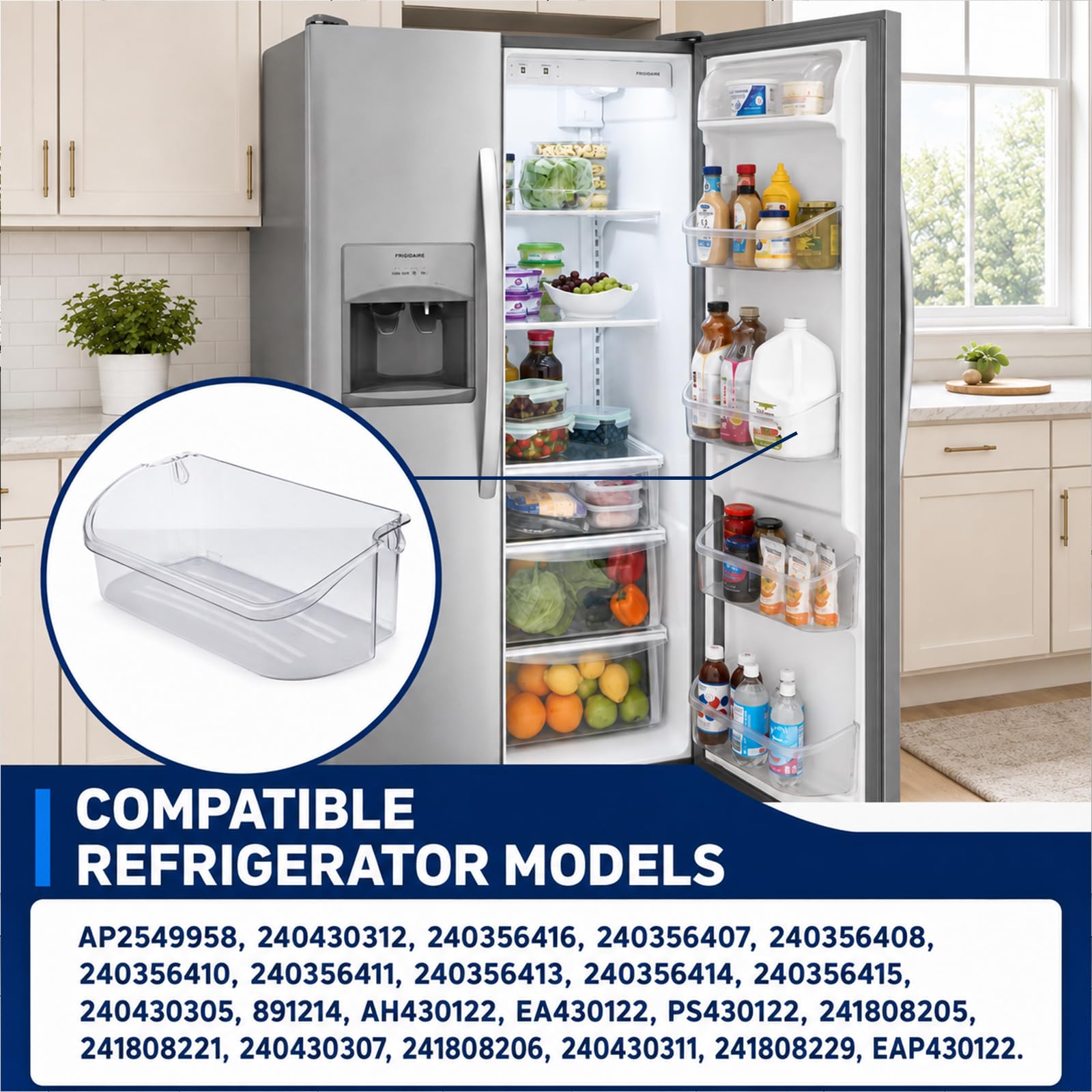 Paquete de 2 contenedores de repuesto para puerta de refrigerador 240356402 para Frigidaire, estante de puerta de repuesto compatible con Frigidaire FFSS2615TS0 LFSS2612TF0 FGHS2631PF4A LFSS2612TE0