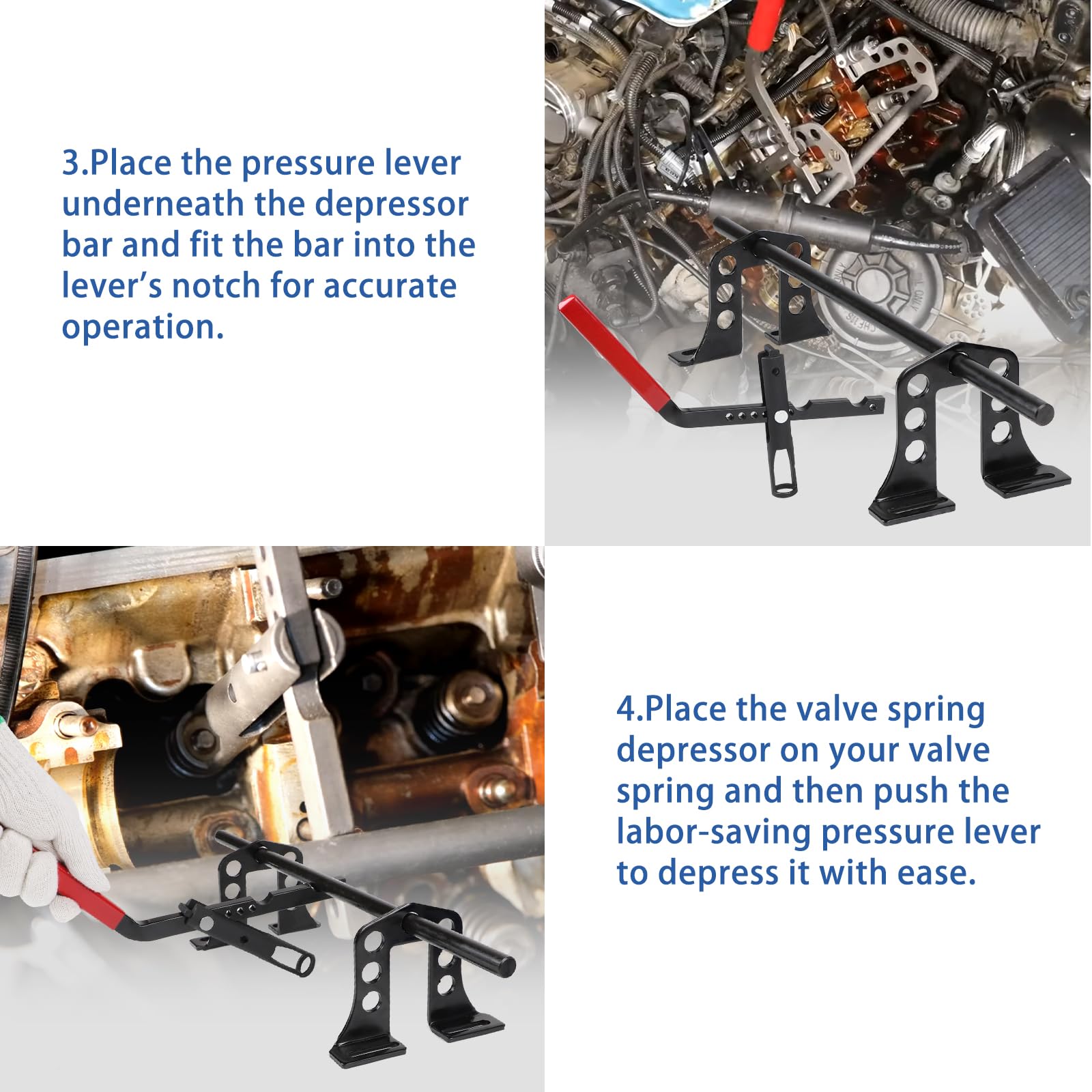 CPROSP Compressore per Molla della Valvola Universale, Riparazione della Guarnizioni per valvole, Adatto per Motori a valvole 8, 16 e 24, per Compressore OHV OHC