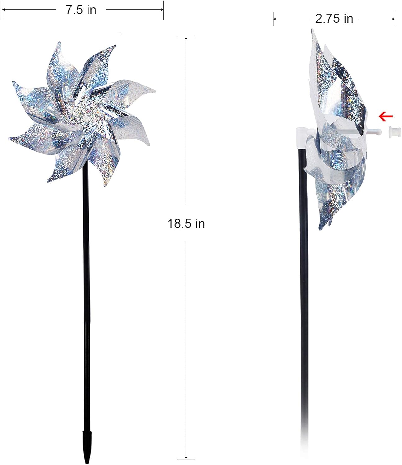 Hausse 2 Pack Fake Horned Owl | 10 Pack Reflective Pinwheels with Stakes