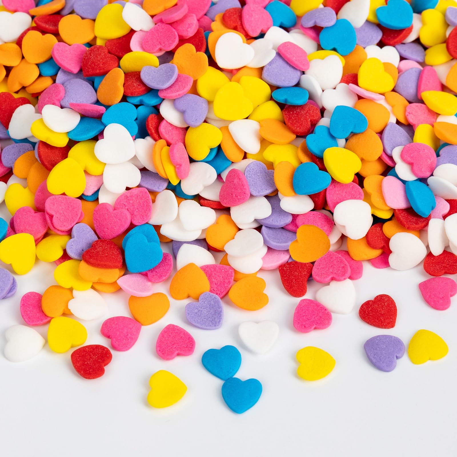 Rainbow Heart Sprinkles,Edible Confetti,Colorful Heart-Shape Cake Decoration for Desserts,Rainbow Candy,Pastel Sprinkles for Cake Baking,Perfect For Birthday Party,Valentine's Day Easter Baking Supplies