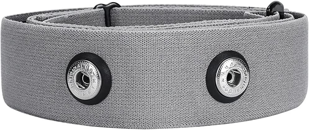 Miniatura 2 de Paquete de 2 correas de pecho de repuesto para monitor de frecuencia cardíaca grande (azul marino y gris), correa de pecho ajustable suave para