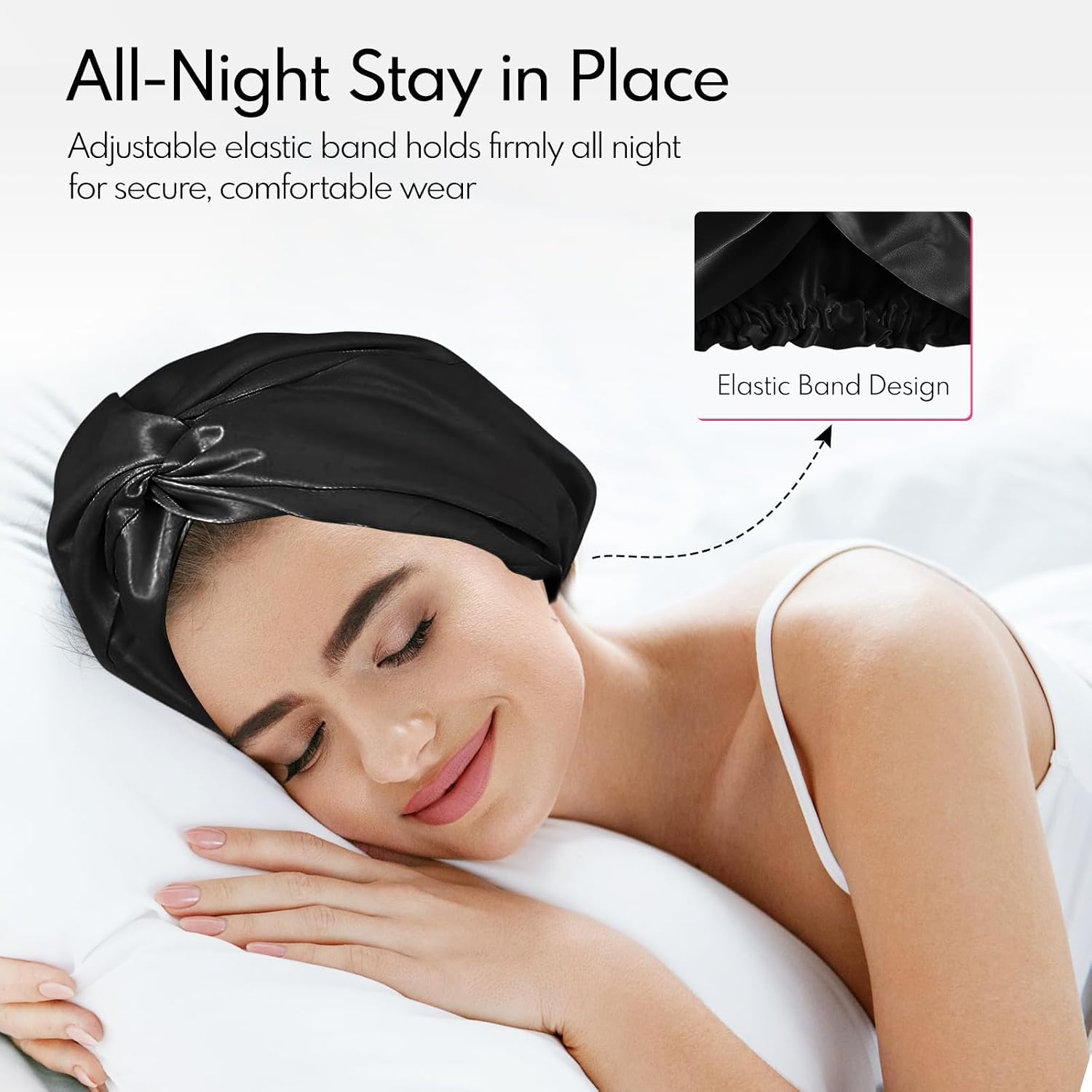 22 Momme 100% Real Mulberry Silk Bonnet For Sleeping Women, Double Layer Pure Silk Bonnet with Adjustable Elastic Band