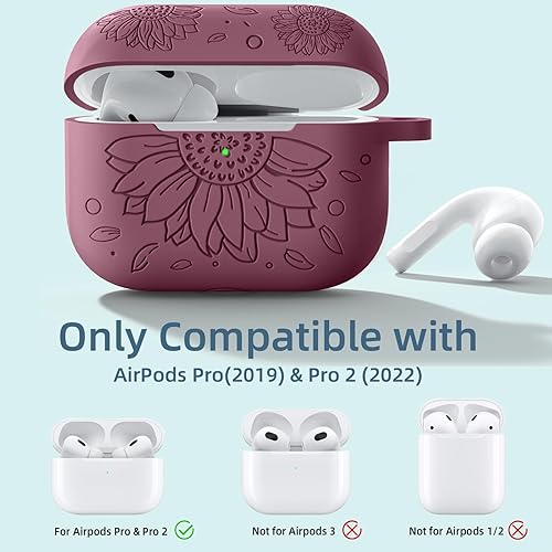 Miniatura 2 de Funda para Airpods de 3 generación y funda para Airpods de 3 generación, cubierta de piel grabada con girasol, compatible con Airpods 3, funda