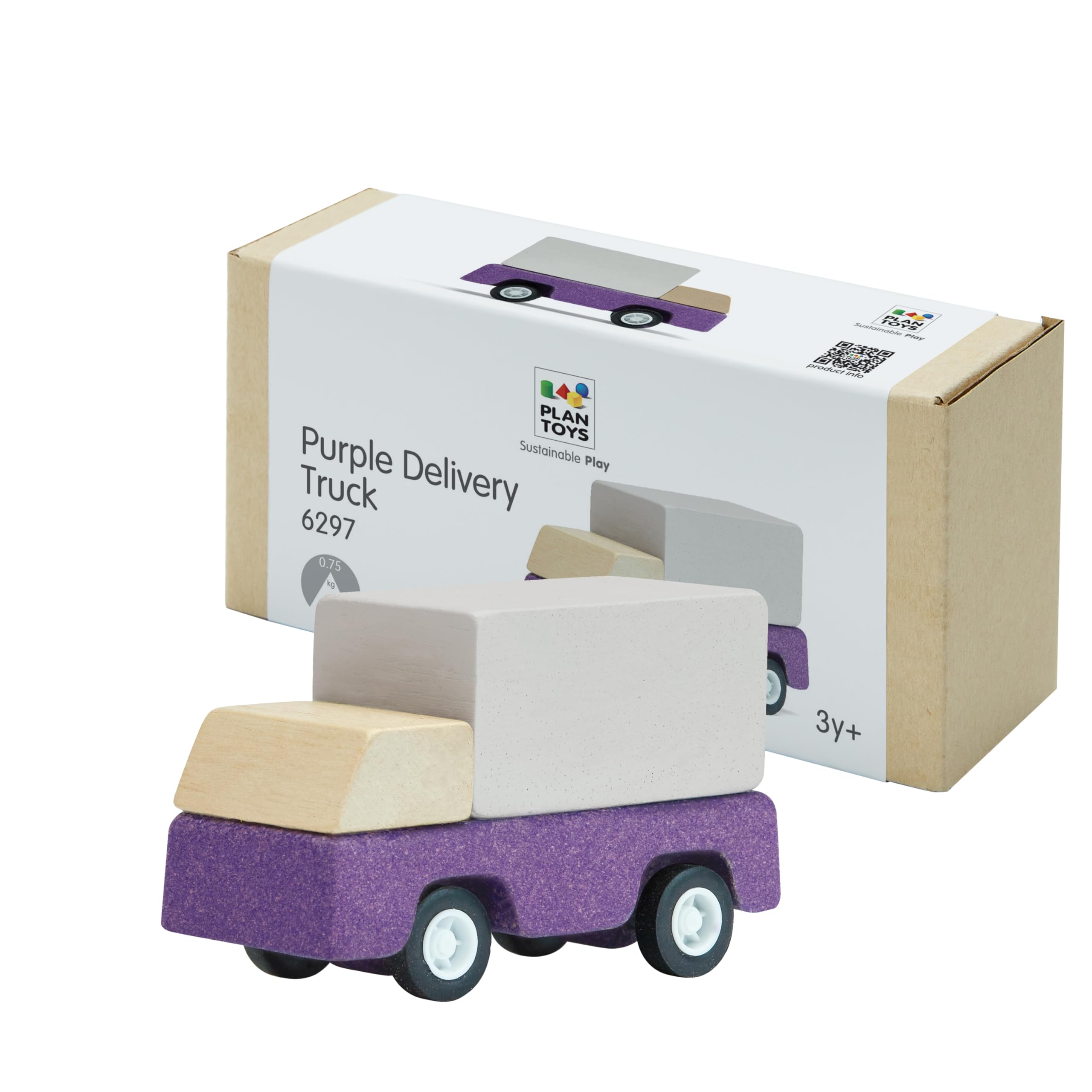PlanToys® Purple Delivery Truck Wooden Montessori Vehicle Kids Indoor Toy