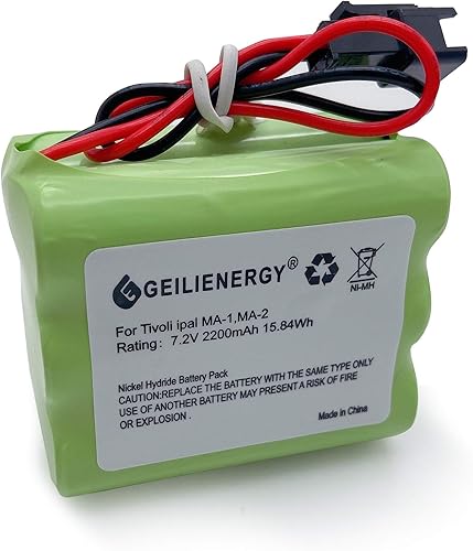 Miniatura 2 de Batería de repuesto de audio NI-MH de 7.2V 2200mAh compatible con radio Tivoli PAL iPAL, MA-1 MA-2 MA-3 (1 paquete)