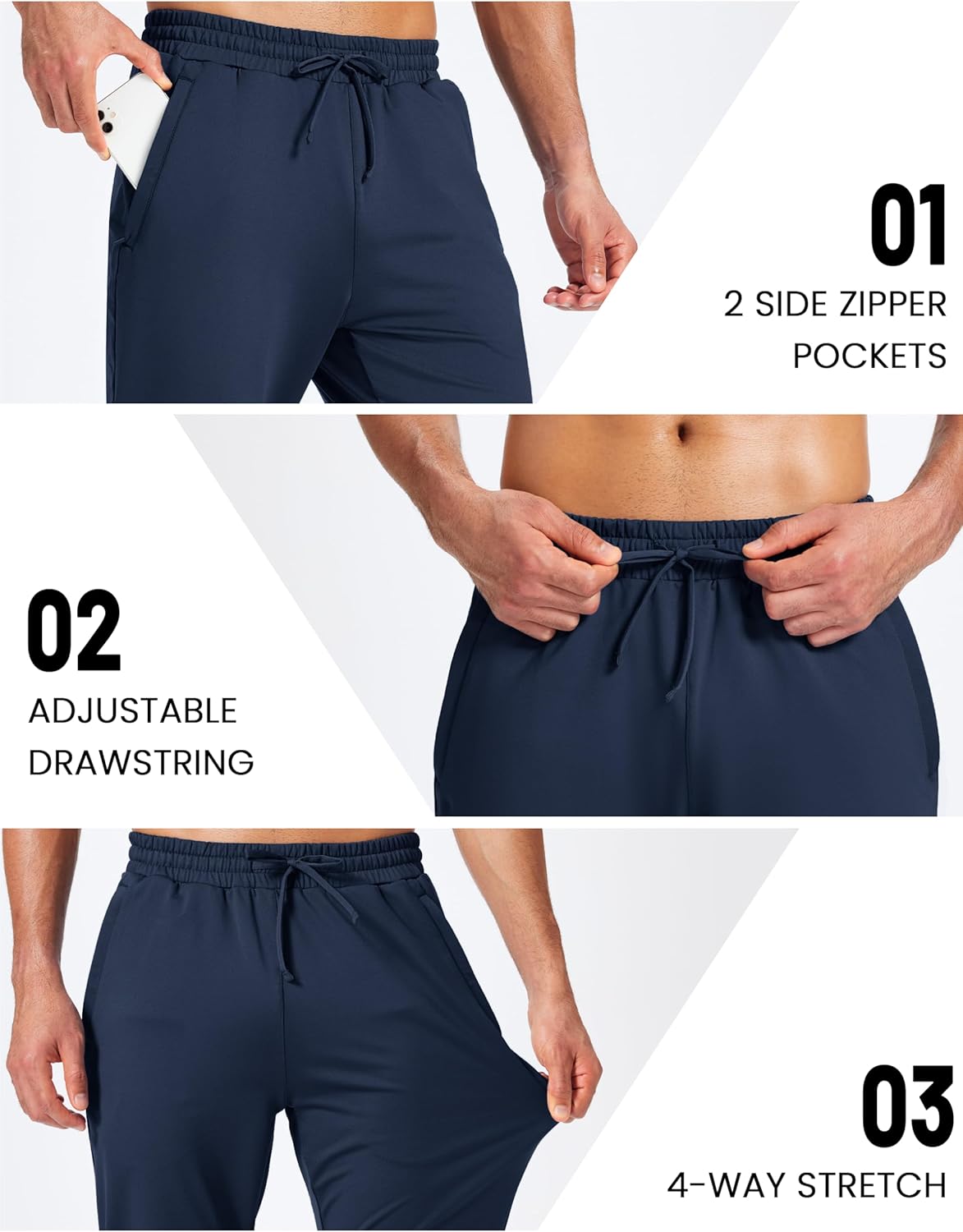 MAGCOMSEN Men's Fleece Lined Winter Warm Pants Water Resistant Active Running Gym Joggers Sweatpants with Zipper Pockets - Image 5