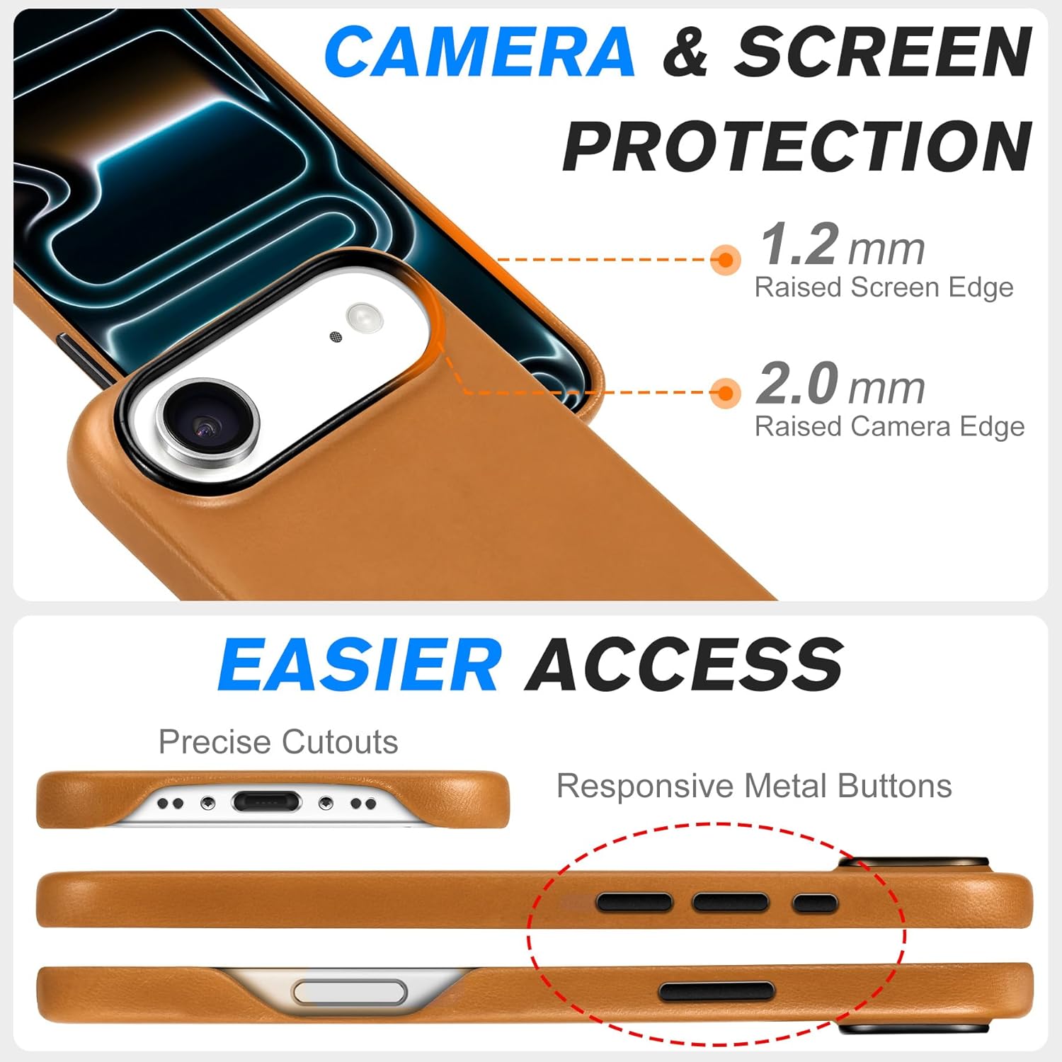SHIELDON Leather Case for iPhone Air 6.5" 2025 | Compatible with Magsafe, Magnetic Wireless Charging, Slim Fit, Anti-Scratch, Non-Slip, Shock-Absorbent, Protective Phone Cover - Retro Light Brown