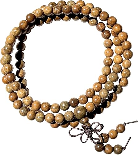 HAPPEACE 108 cuentas Mala de sándalo, color verde, de fragancia natural, de 6 mm - cuentas de oración de budismo tibetano para mujeres