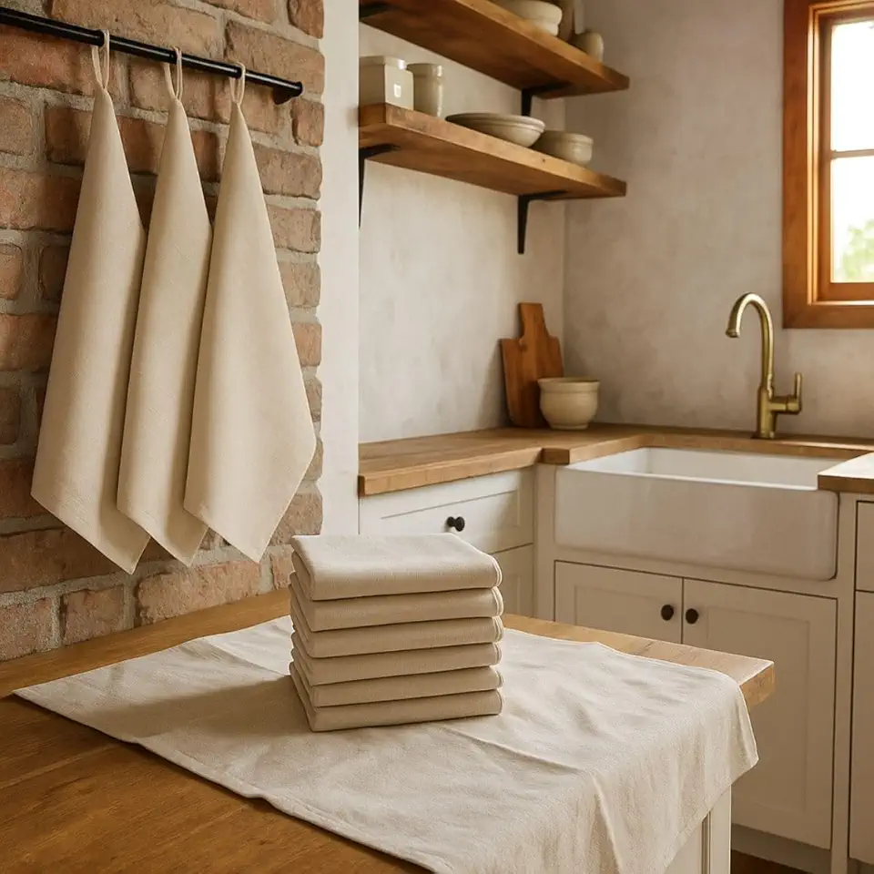 Pano de Prato Algodão Crú Pré Lavados Trabalhados Kits com 12 Unidades