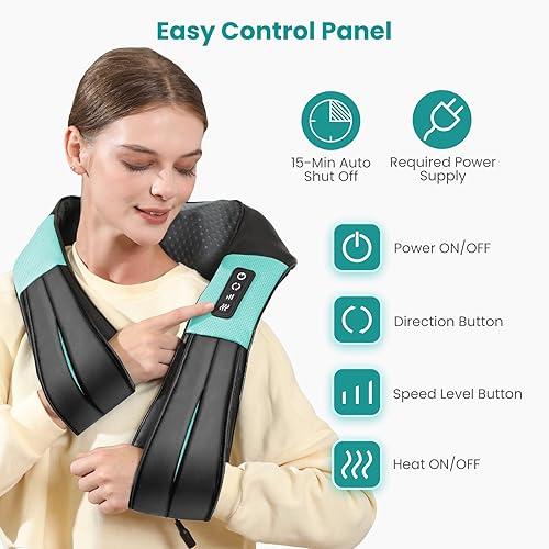 Vista 6 de Nekteck Shiatsu Masajeador de cuello con calor para aliviar el dolor de tejido profundo, almohada de masaje 3D mejorada 2026 para amasar hombros