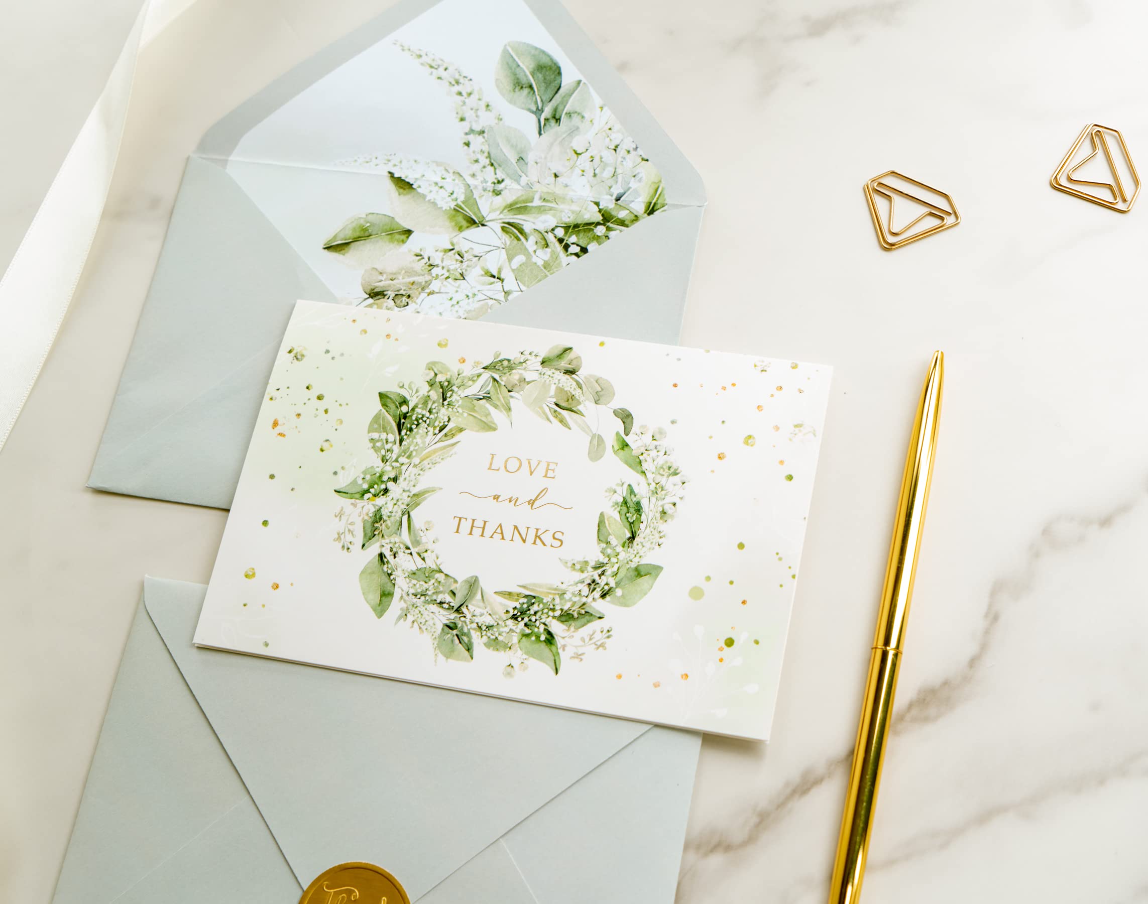 Gooji Biglietti di ringraziamento in lamina d'oro con farfalle, 10 x 15 cm, con buste (confezione da 20