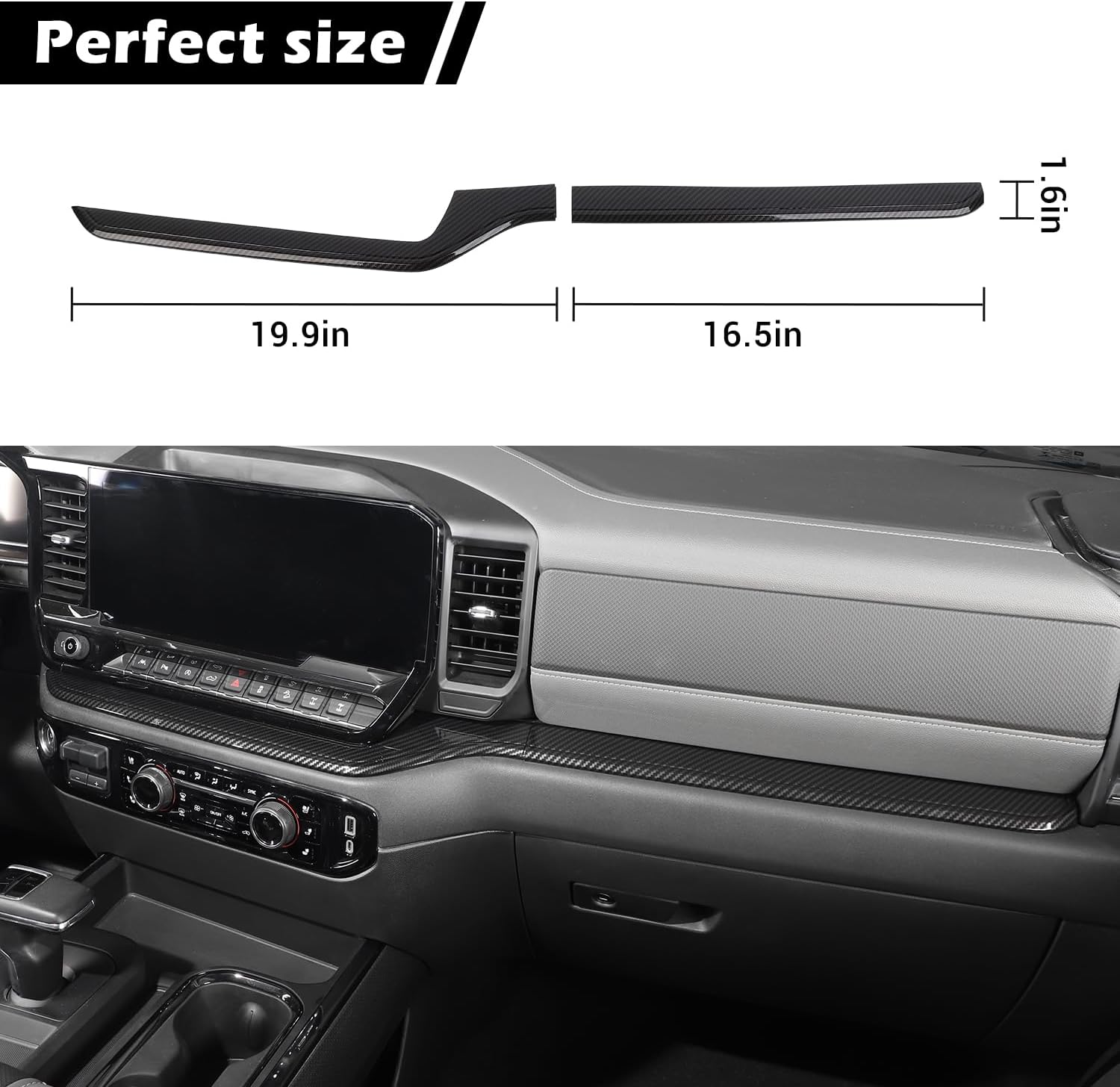 RT-TCZ for Silverado Dashboard Panel Trim Compatible with Chevy Silverado 2022 2023 Carbon Fiber Interior Accessories 2pcs