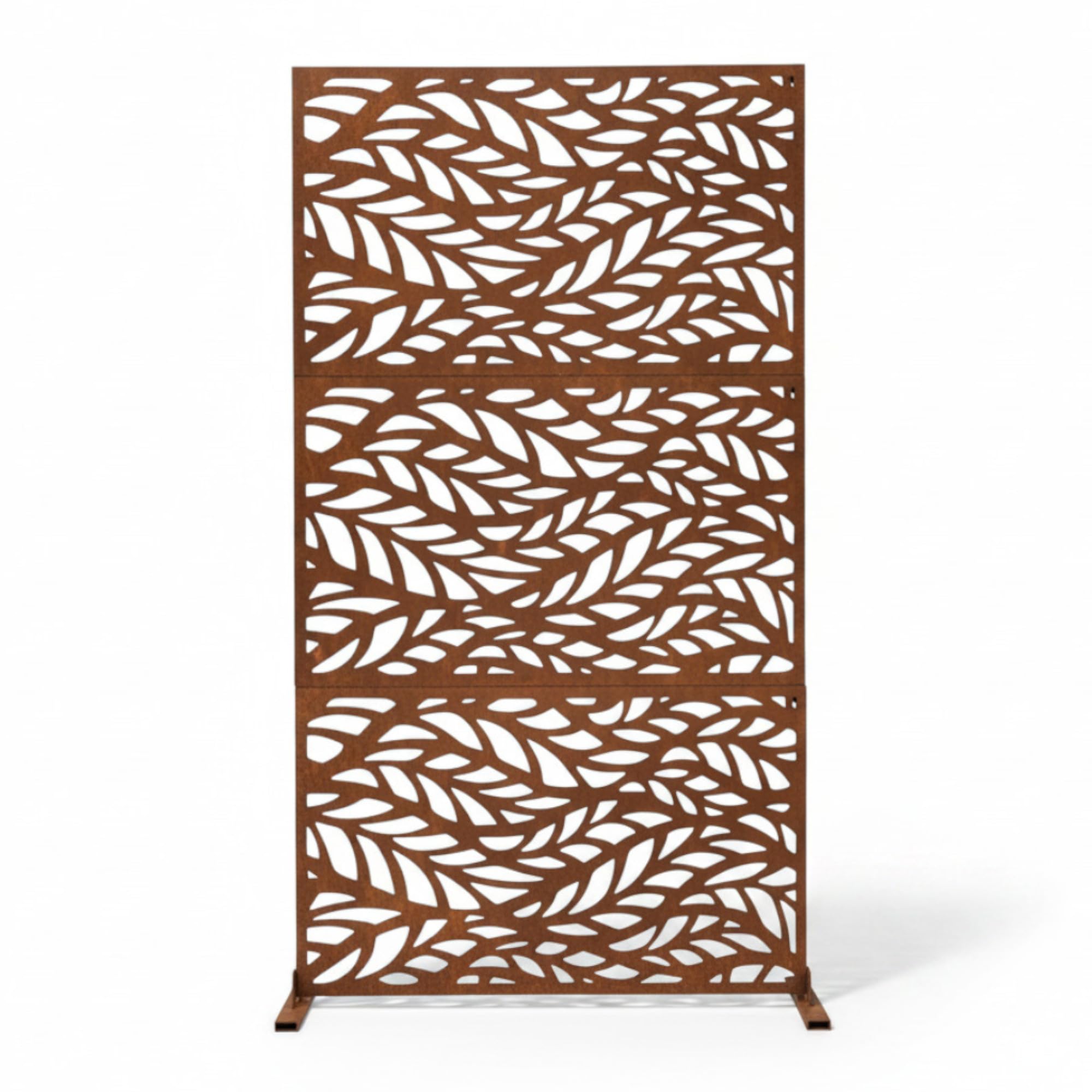 Nicoman Indoor/Outdoor Privacy Screen with Decorative Leaf Design, Rust