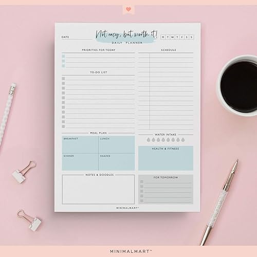 Miniatura 4 de Agenda diaria con 50 hojas sin fecha de 8.5 x 11 pulgadas, calendario motivacional diario vibrante, organizador, programador, rastreador de