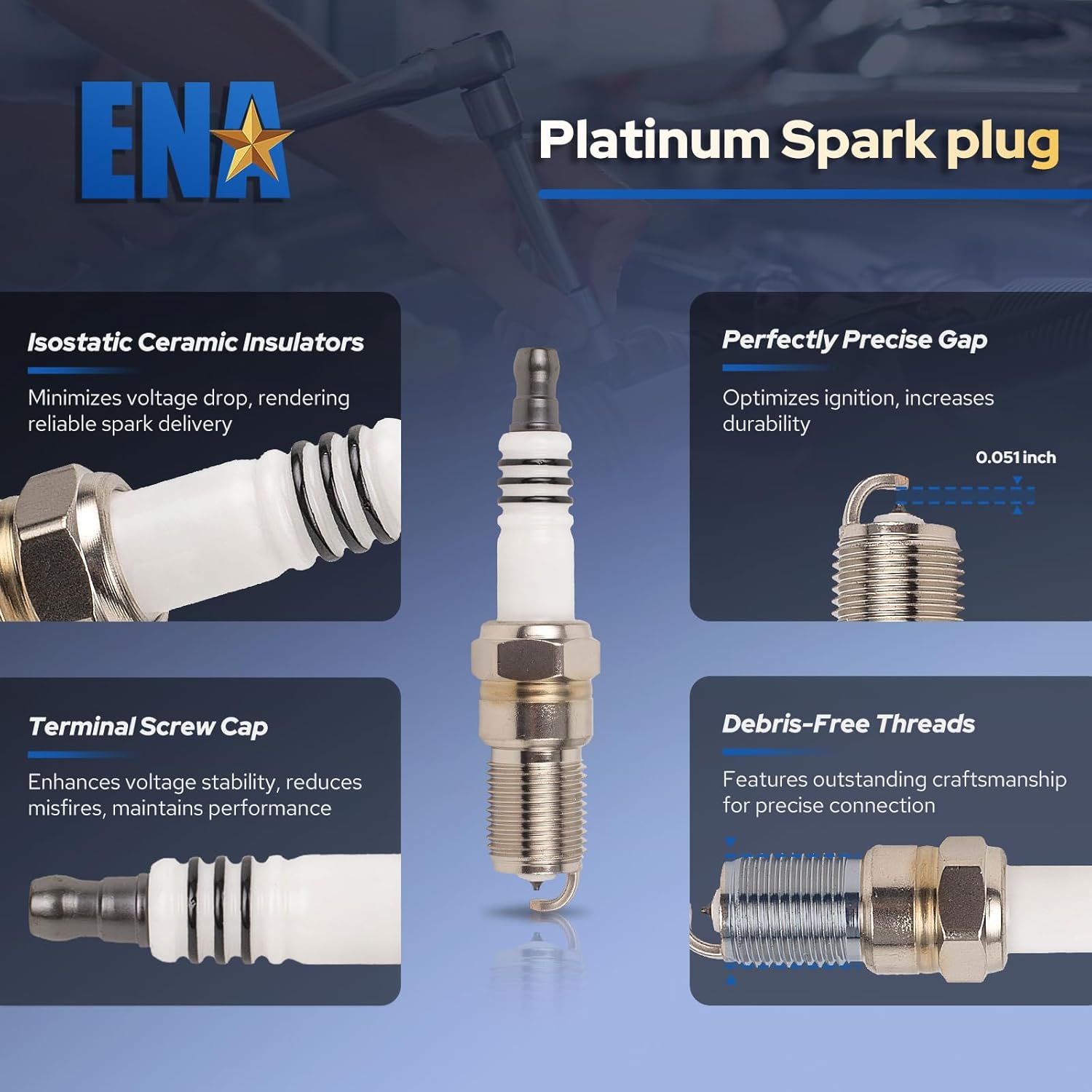 ENA Set of 6 Ignition Coil Pack with 6 Platinum Spark Plug Compatible with Jaguar 2003-2008 S-Type 3.0L, 2001-2005 X-Type 2.5L, 2001-2008 X Type 3.0L Replacement for UF435 5C1399 SP479