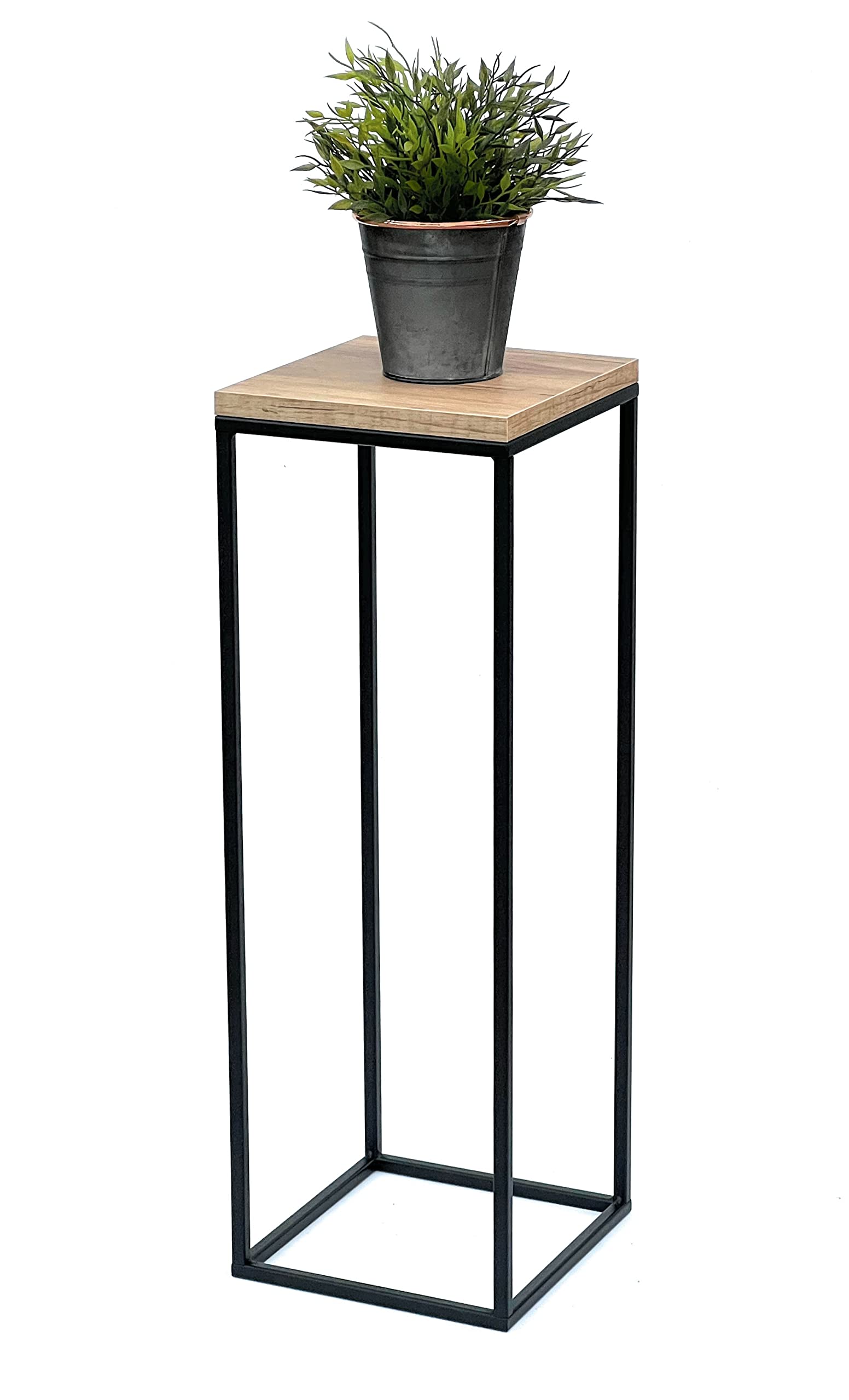 DanDiBo Blumenhocker Metall Holz Schwarz Eckig 70 cm Blumenständer Beistelltisch 96352 Blumensäule Modern Pflanzenständer Pflanzenhocker