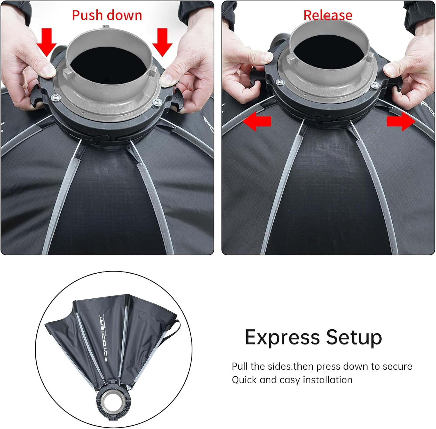 24''/60CM Folding Quick Set-up Octagon Softbox with Bowens Mount,Honeycomb Grid,Diffuser and Carrying Bag for Studio Photo Flash Speedlight,Video Light,Compatible with Camera Flash Lights