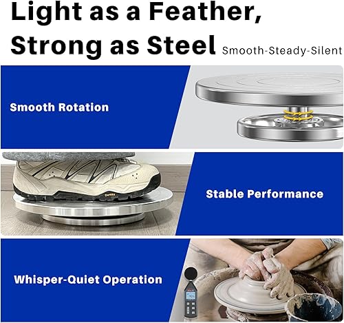 Miniatura 5 de Yncotte Rueda de cerámica de 7 pulgadas, rueda de bandas de doble cara, rueda giratoria de aleación de aluminio, rueda de escultura de metal