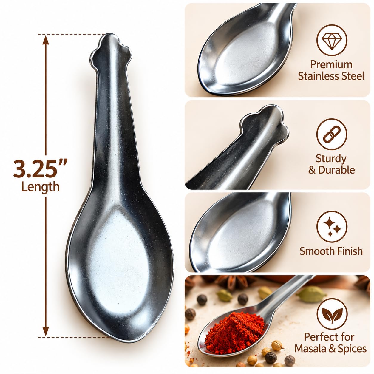 Stainless Steel Masala Spoons - Set of 12 -5 Stainless Steel Masala Spoons - Set of 12 -5
