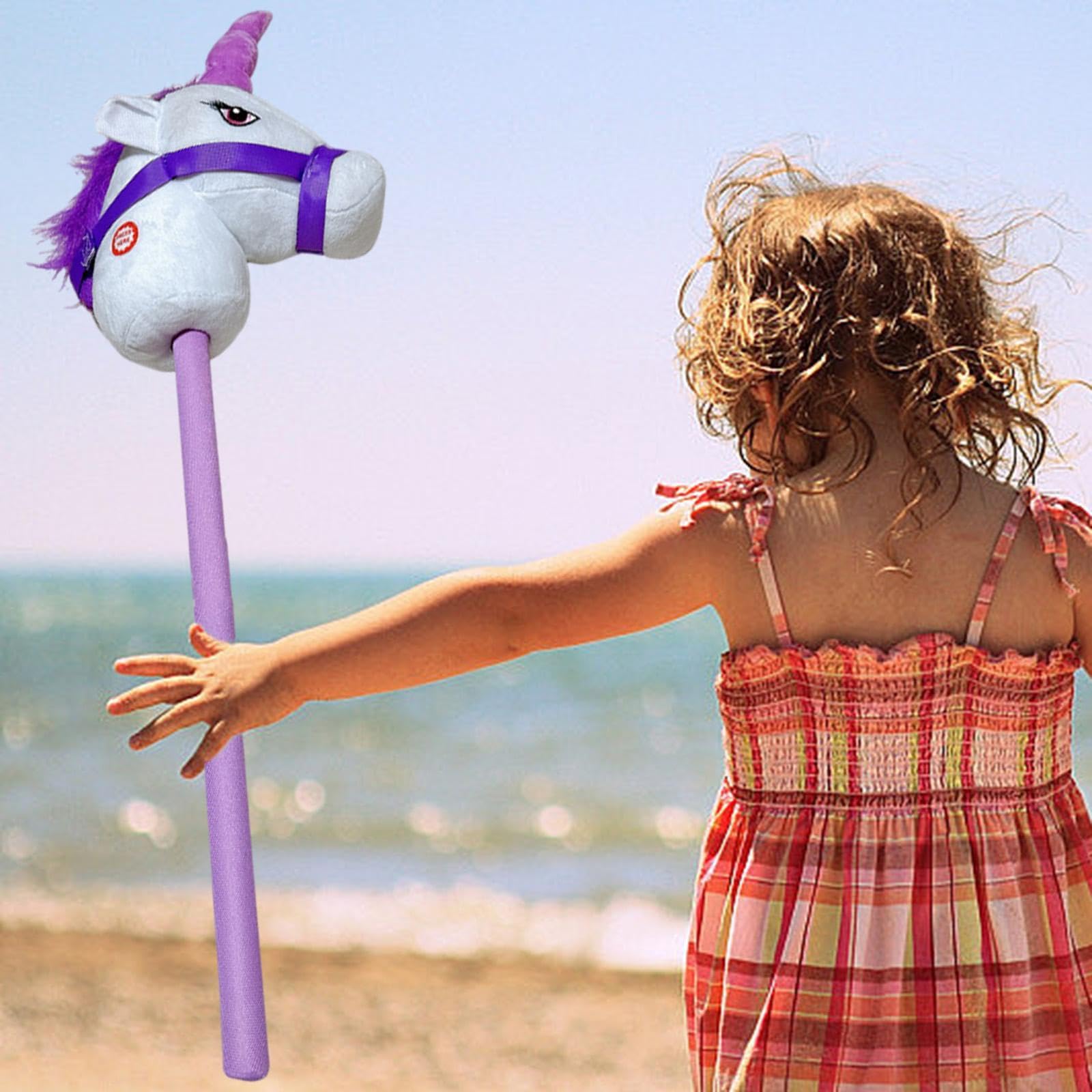 Bastone da Equitazione in Peluche, Giocattolo Ideale per Le attività All'aperto, Viola Bianca